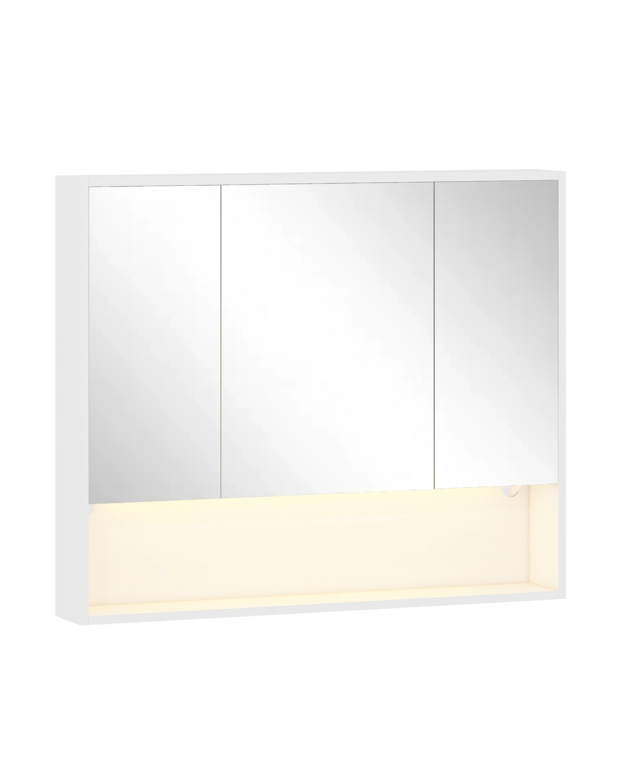 1 Advwin 90 cm LED Bathroom Mirror Cabinet Wall Mounted Cupboard Storage w/ 3 Doors Shaving Cabinets, 1 of 8
