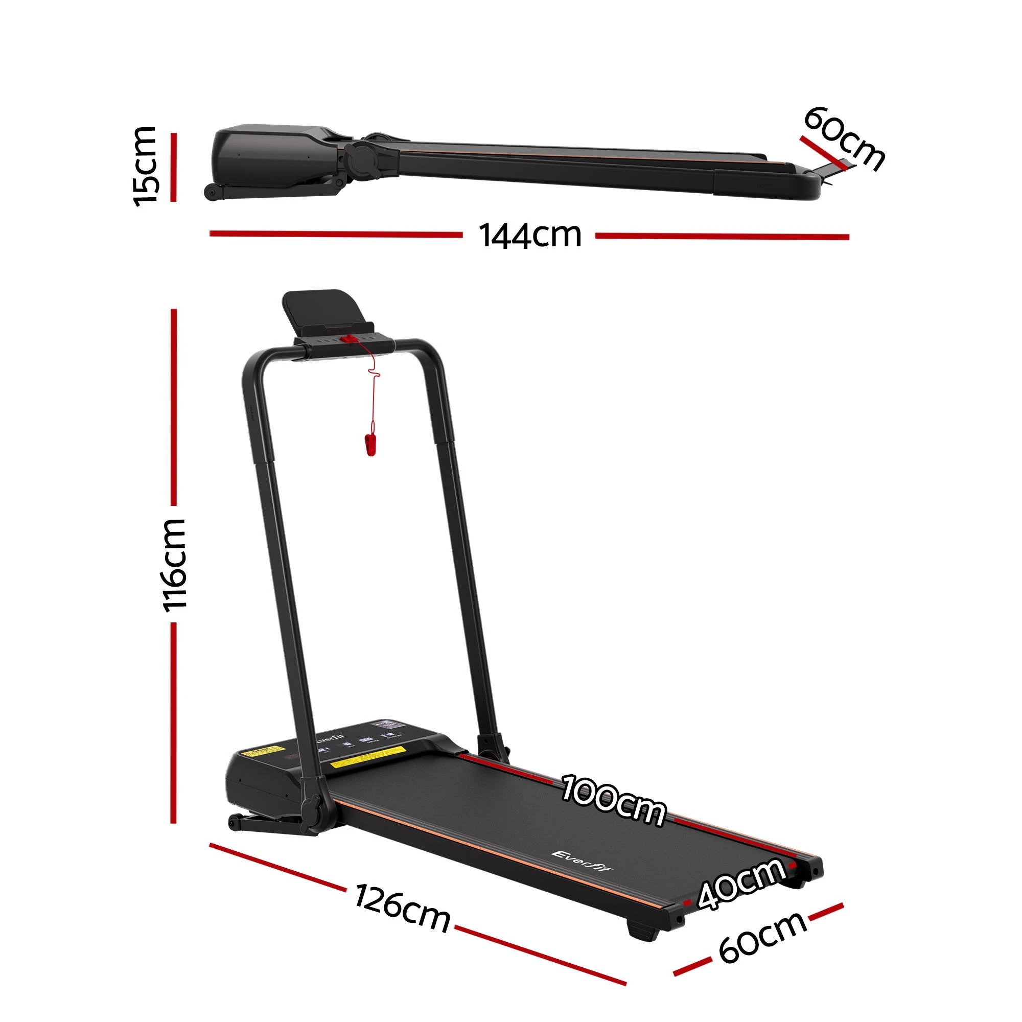 2 Everfit 3 in 1 Walking Pad Treadmill 20% Auto Incline Under Desk Foldable With 40cm Belt - Multi, 2 of 9