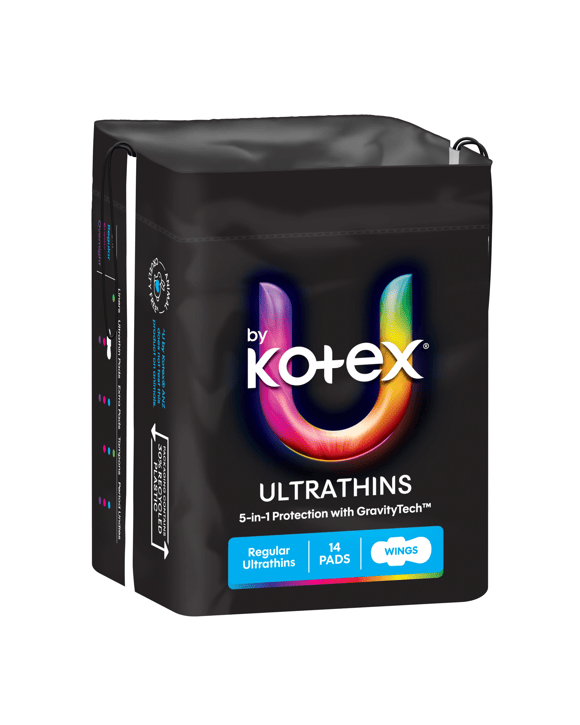 U By Kotex 14 Pack Ultrathin Regular Pads with Wings