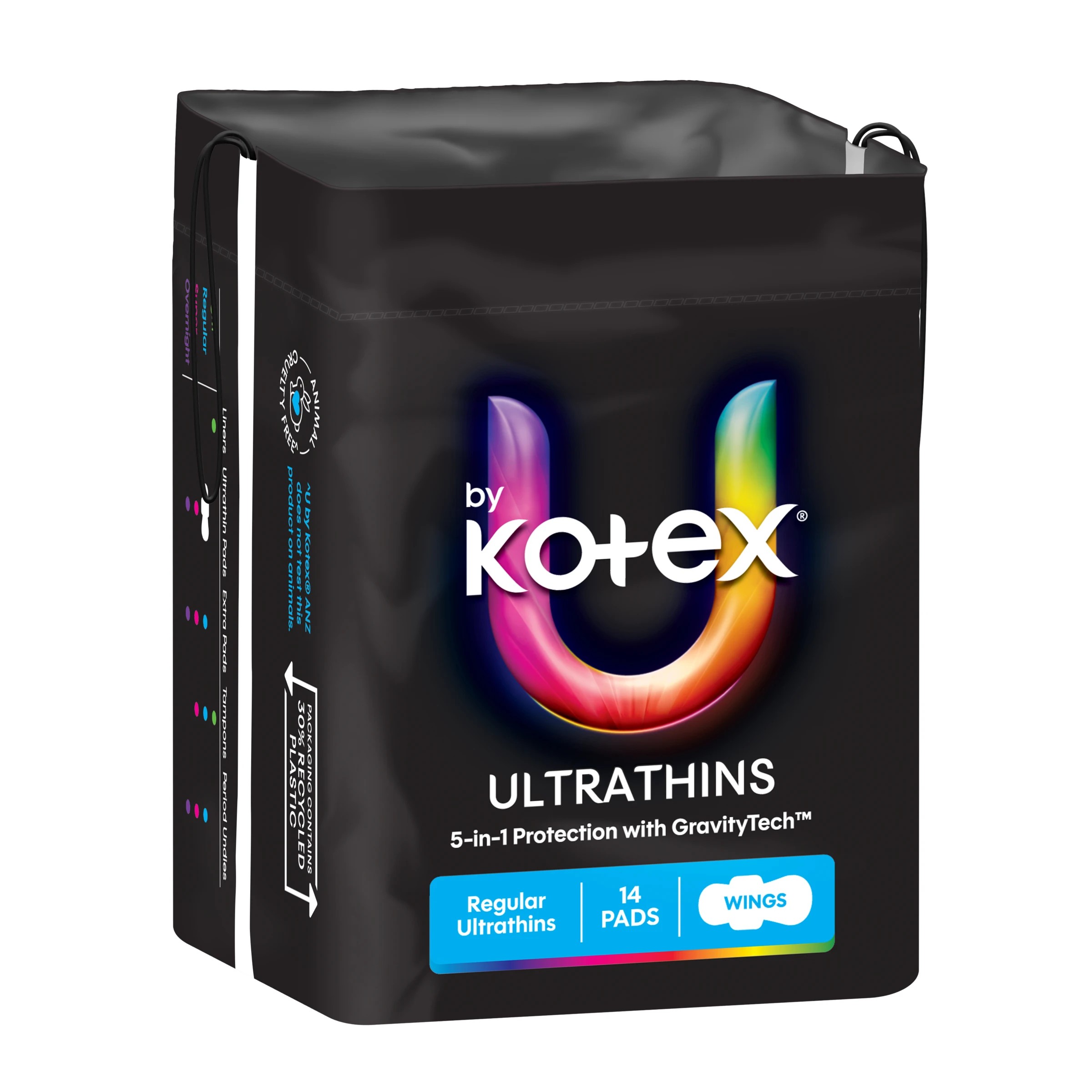 1 U By Kotex 14 Pack Ultrathin Regular Pads with Wings, 1 of 6