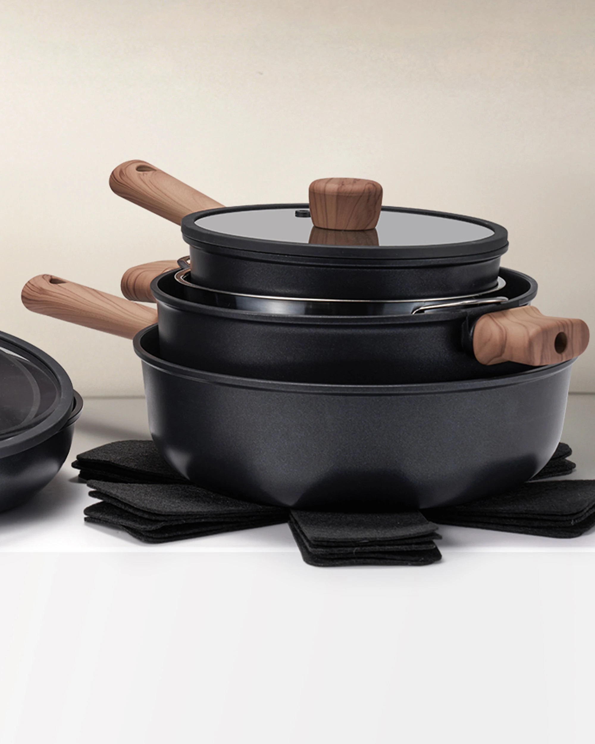 8 ZUNI 19PCS Nonstick Cookware Pots & Pans Set Granite Coating Cooking Utensil Black, 8 of 10