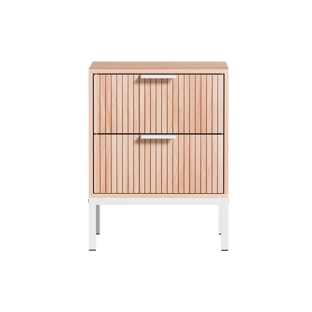 3 Artiss 2X Bedside Table 2 Drawers Storage Nightstand Cabinet Metal Legs Pine - Natural, 3 of 6