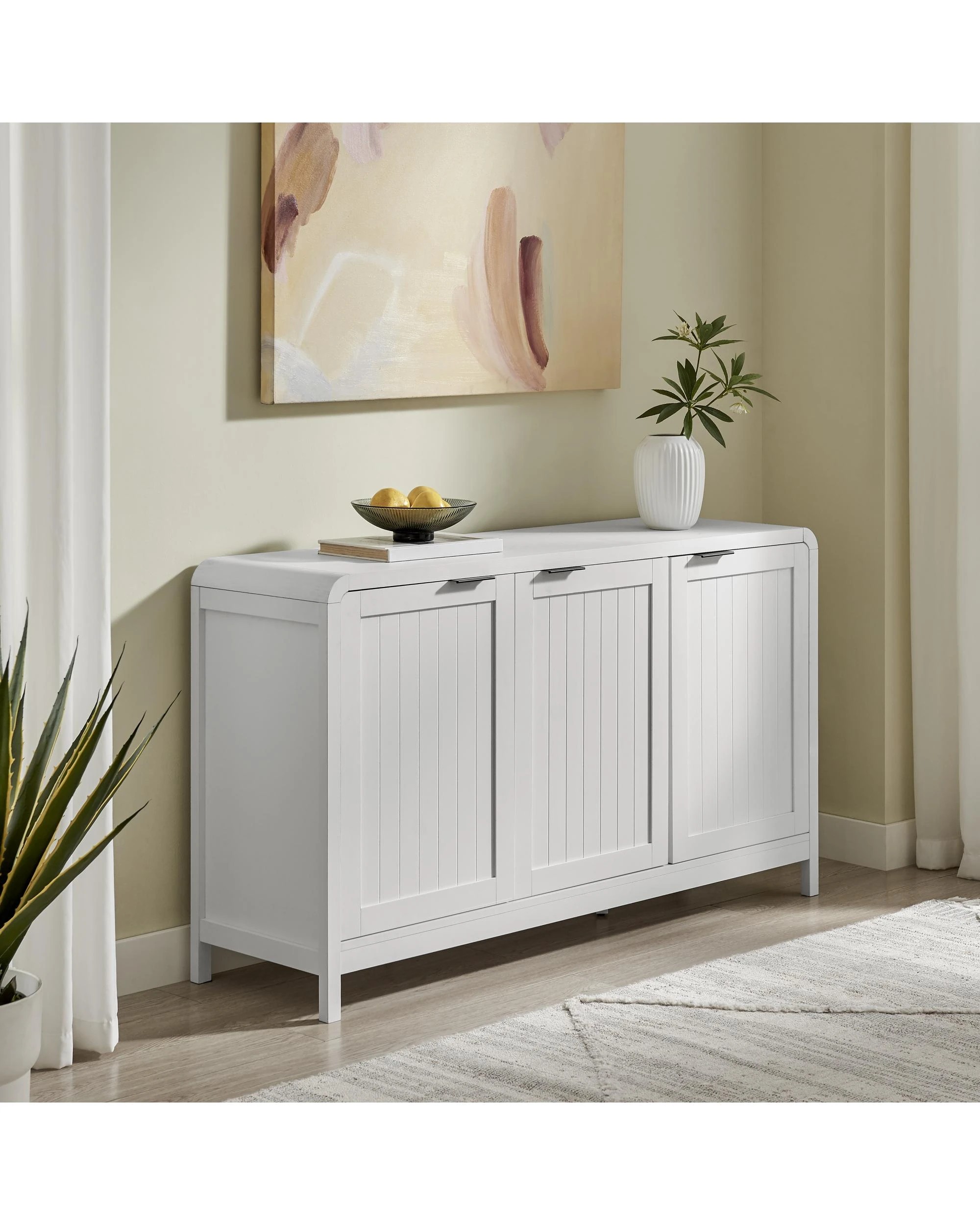 3 Kodu Rounded Look Buffet Sideboard Cabinet 3 Doors - White, 3 of 10