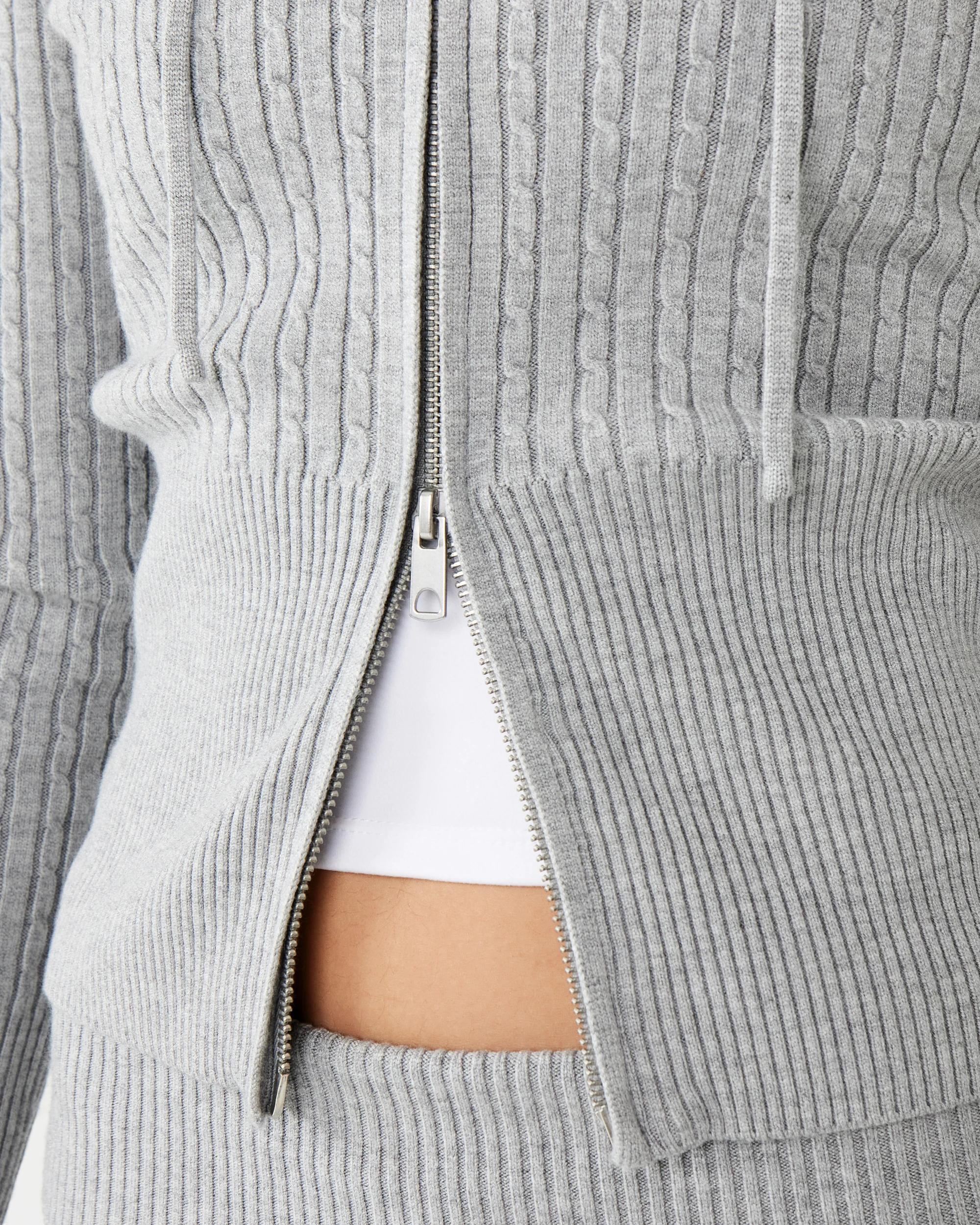 10 True Knit Cable Zip Hoodie Grey Marle, 10 of 10