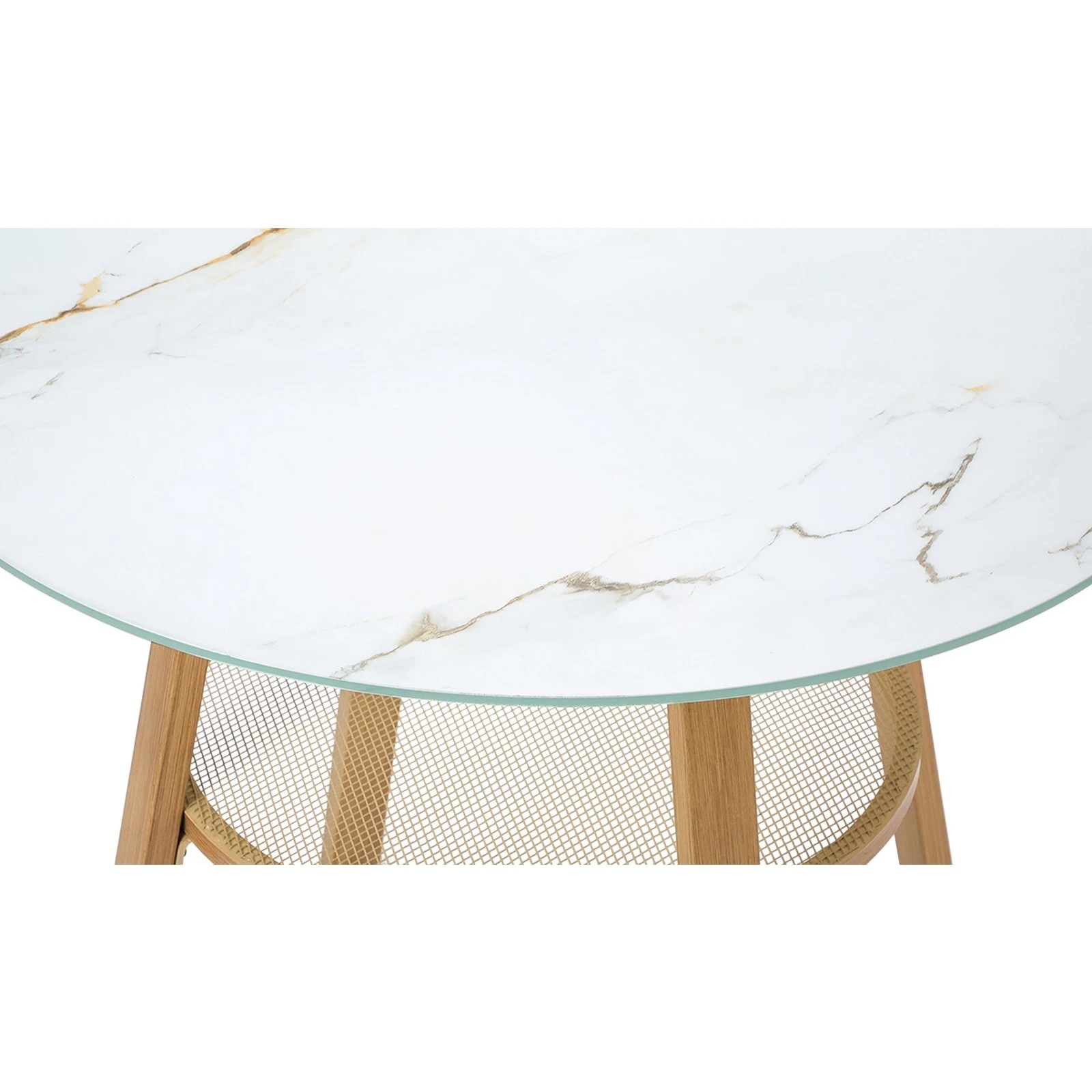 4 Livsip Outdoor Dining Table W/ Storage Shelf Patio Furniture 90cm
 - Brown, 4 of 10