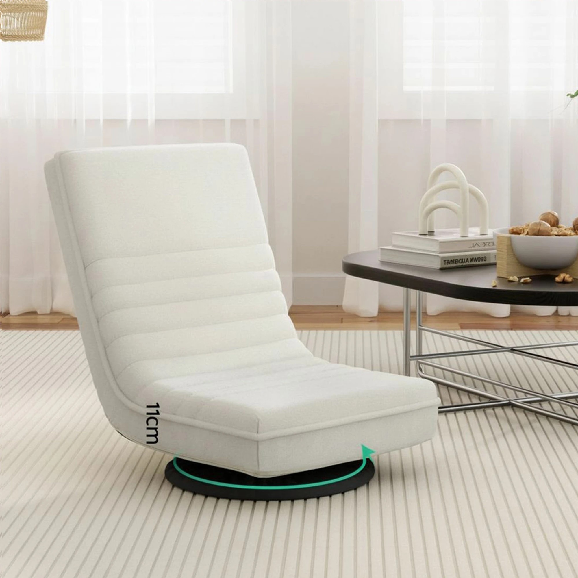 5 Artiss Floor Lounge & Round Coffee Table Side End Table with Charging Station Set - Multi, 5 of 9