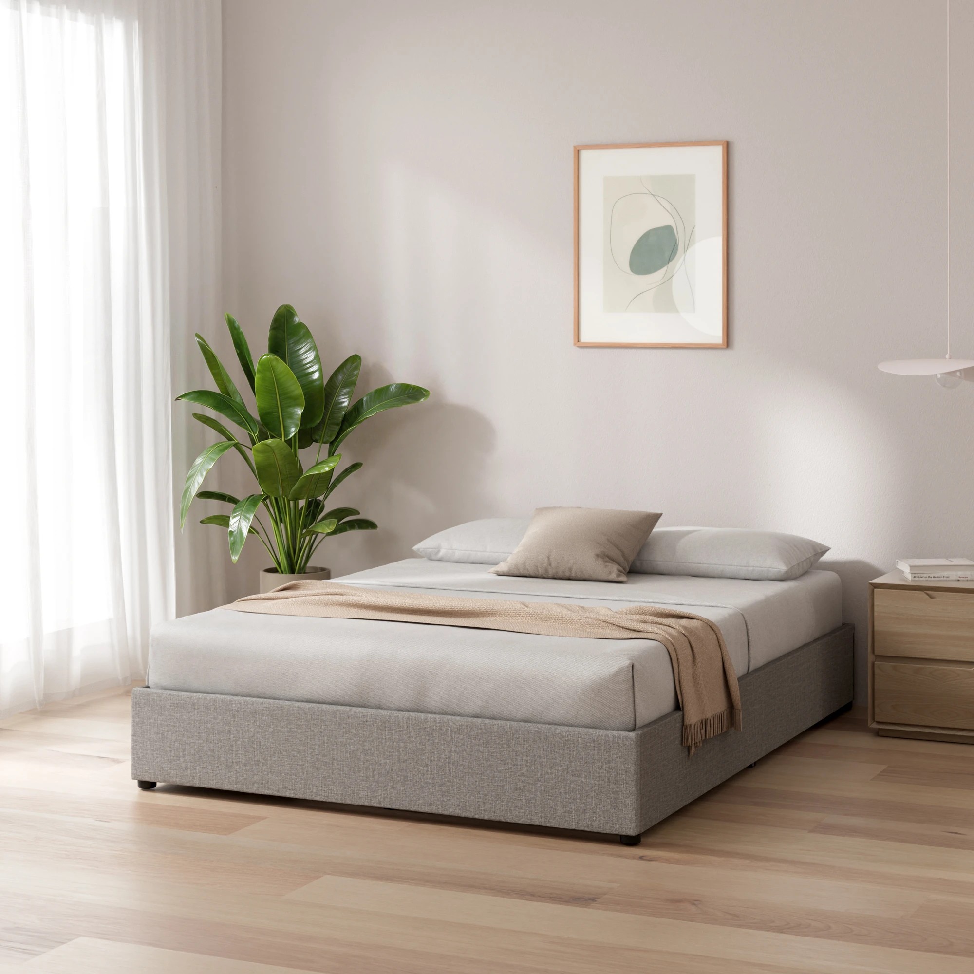 2 Queen Bed Zora Gas Lift Bed Base - Grey, 2 of 10