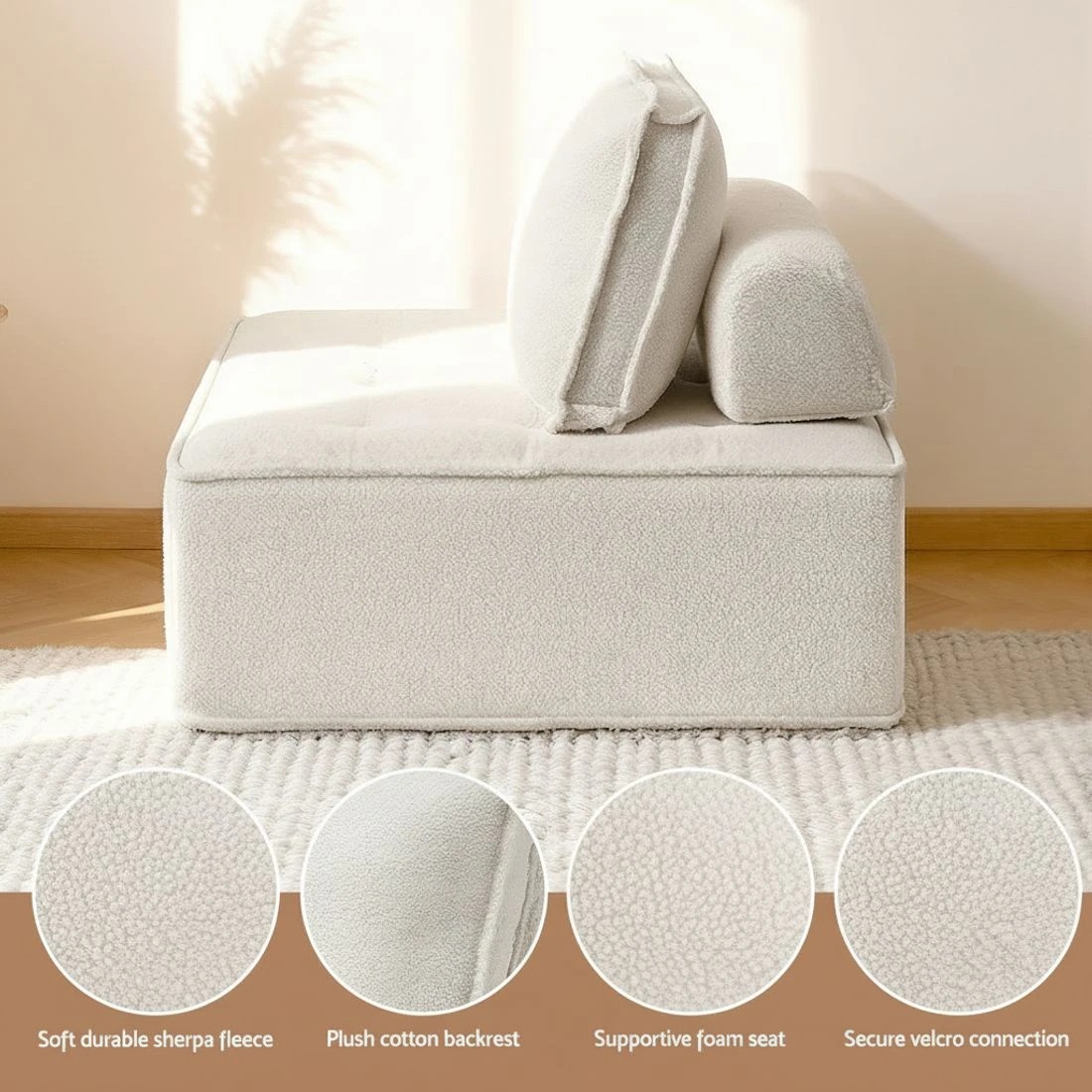 5 Artiss Floor Sofa Lounge Chair 5 Seater with Pillow - White, 5 of 8