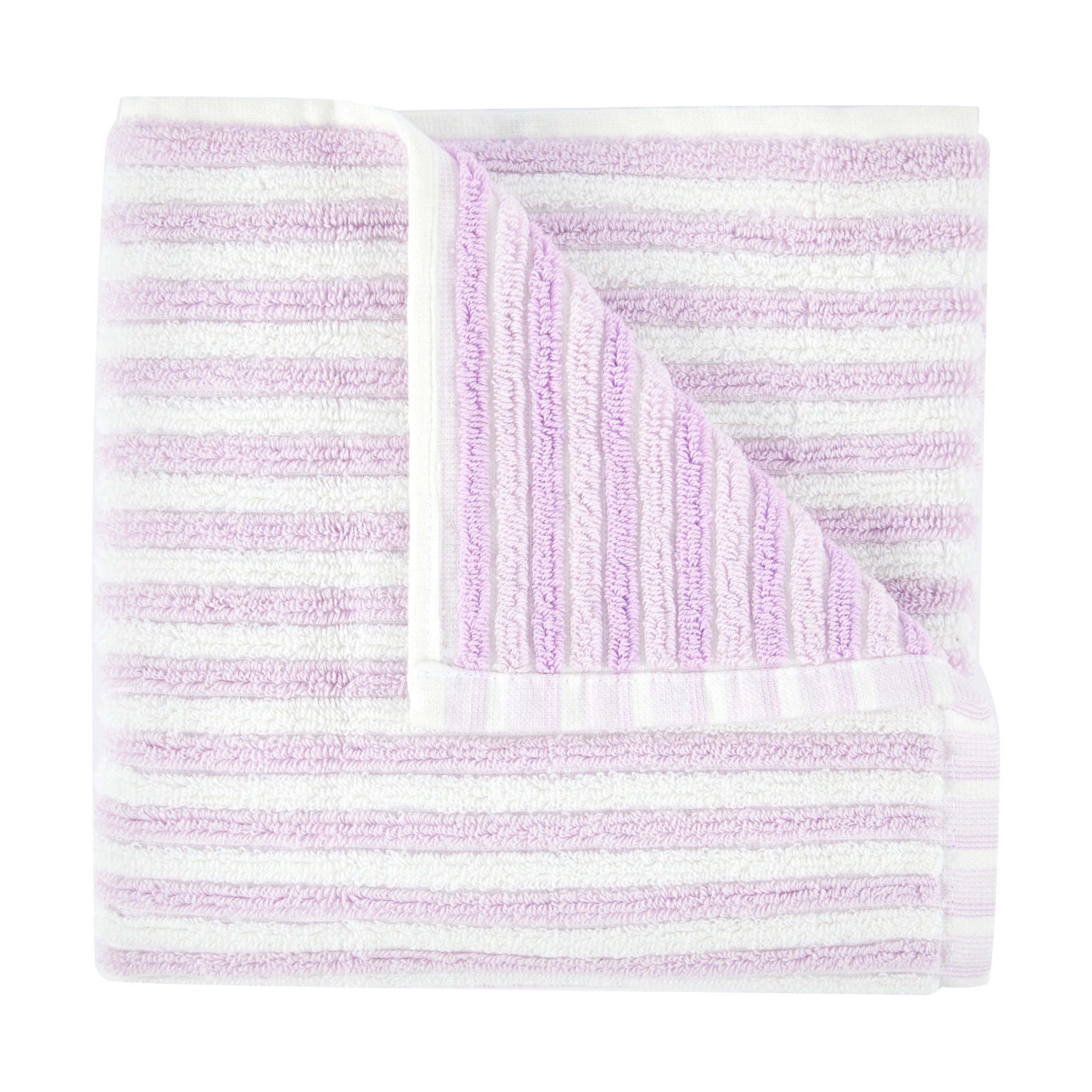 1 Cotton Reversible Stripe Hand Towel - Lilac, 1 of 6