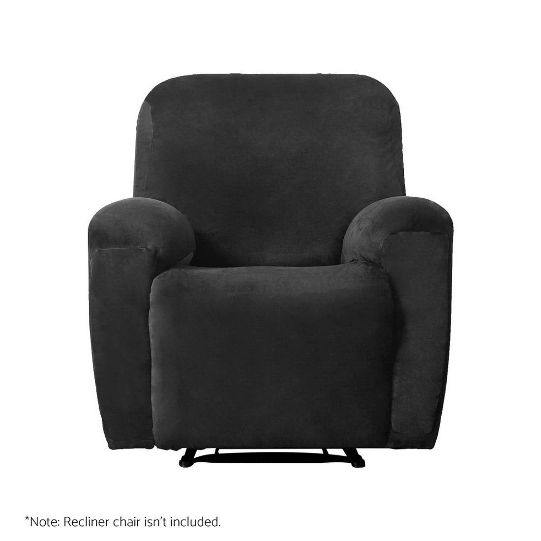 4 Artiss Recliner Chair Covers 1 Seater Velvet - Black, 4 of 6
