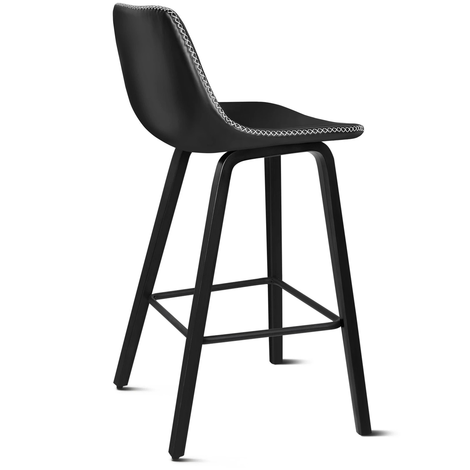 5 Alfordson 4x Wooden Bar Stools Noah Kitchen Dining Chair Vintage Retro - Black, 5 of 10