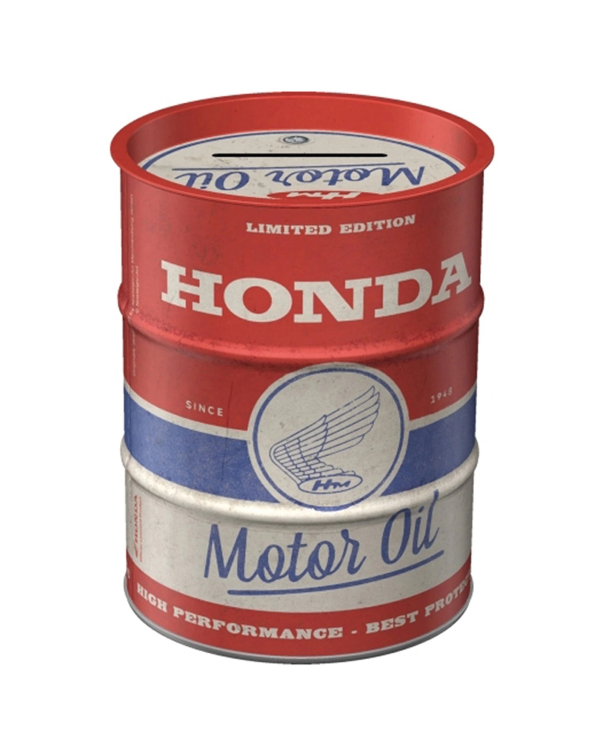 1 Nostalgic Art Storage Money Box - Oil Barrel Honda MC Motor Oil - Red, 1 of 1