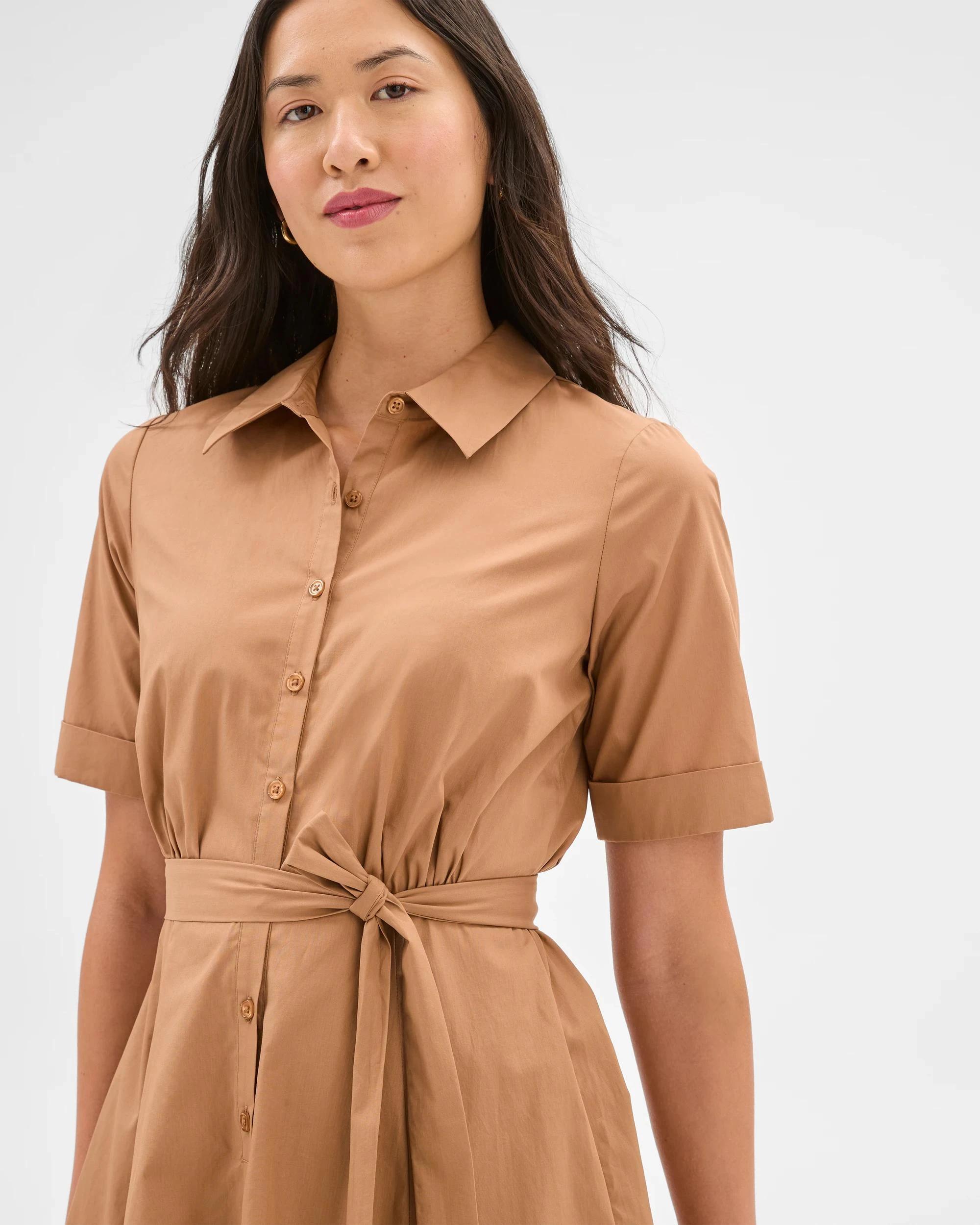 4 Australian Cotton Midi Shirt Dress - Preview CAMEL, 4 of 6