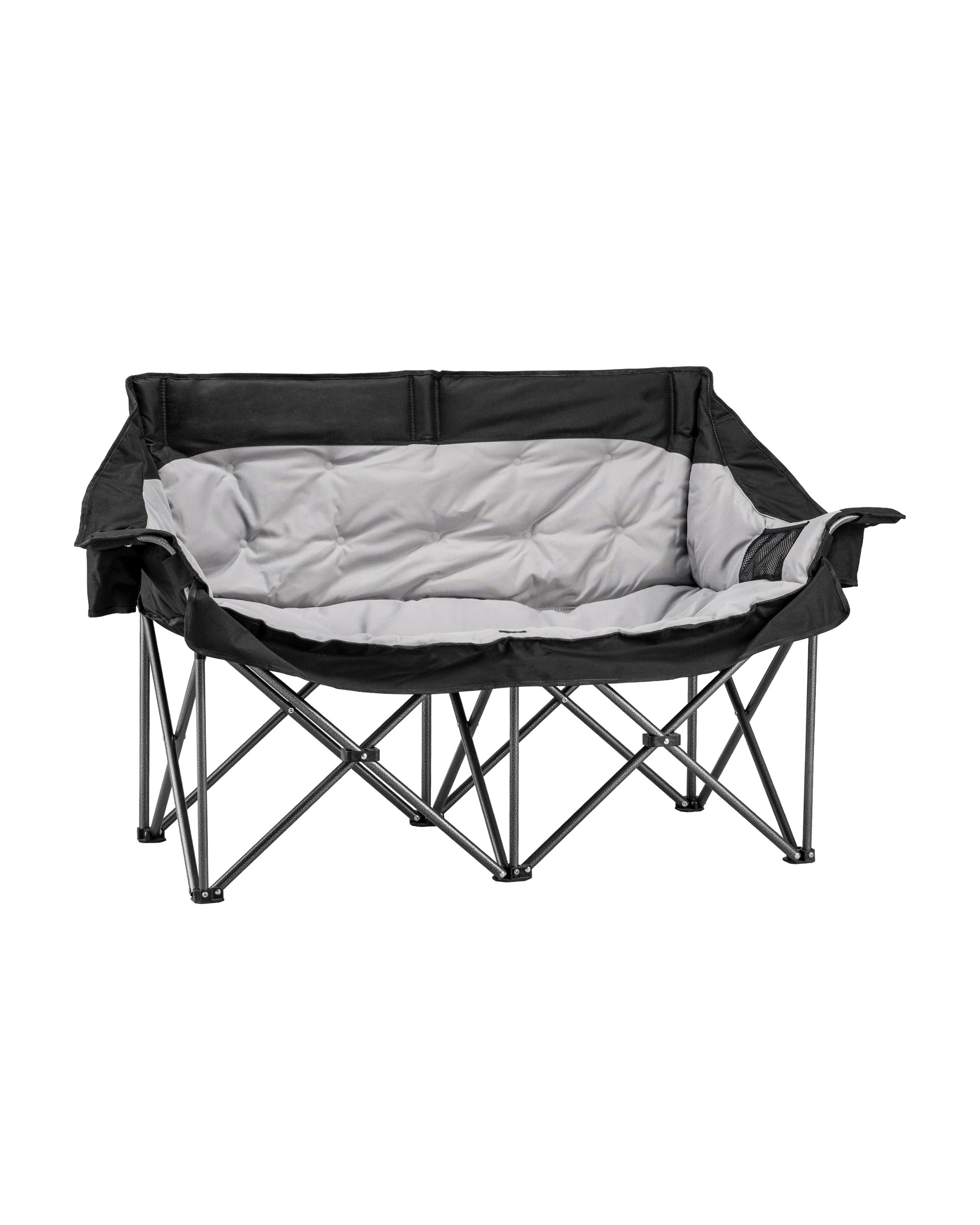 2 San Hima Folding Double Camping Chair 295KG Padded W/ Cup Holders & Pocket Black, 2 of 9