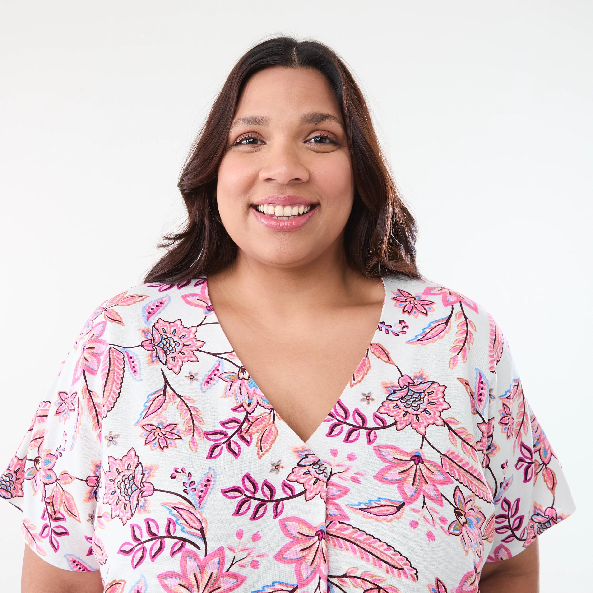 4 Curve Short Sleeve Woven Top Chintz, 4 of 5