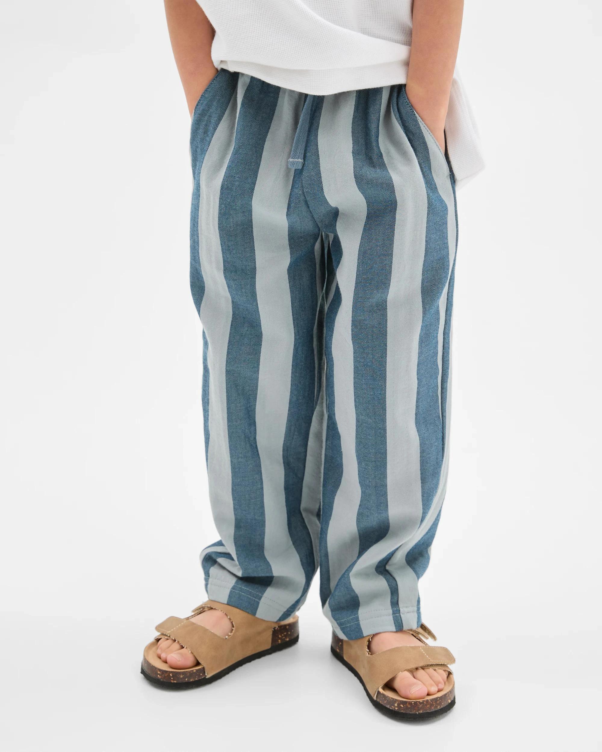 4 Target Kids Lightweight Woven Pull On Pants TEAL STRIPE, 4 of 7