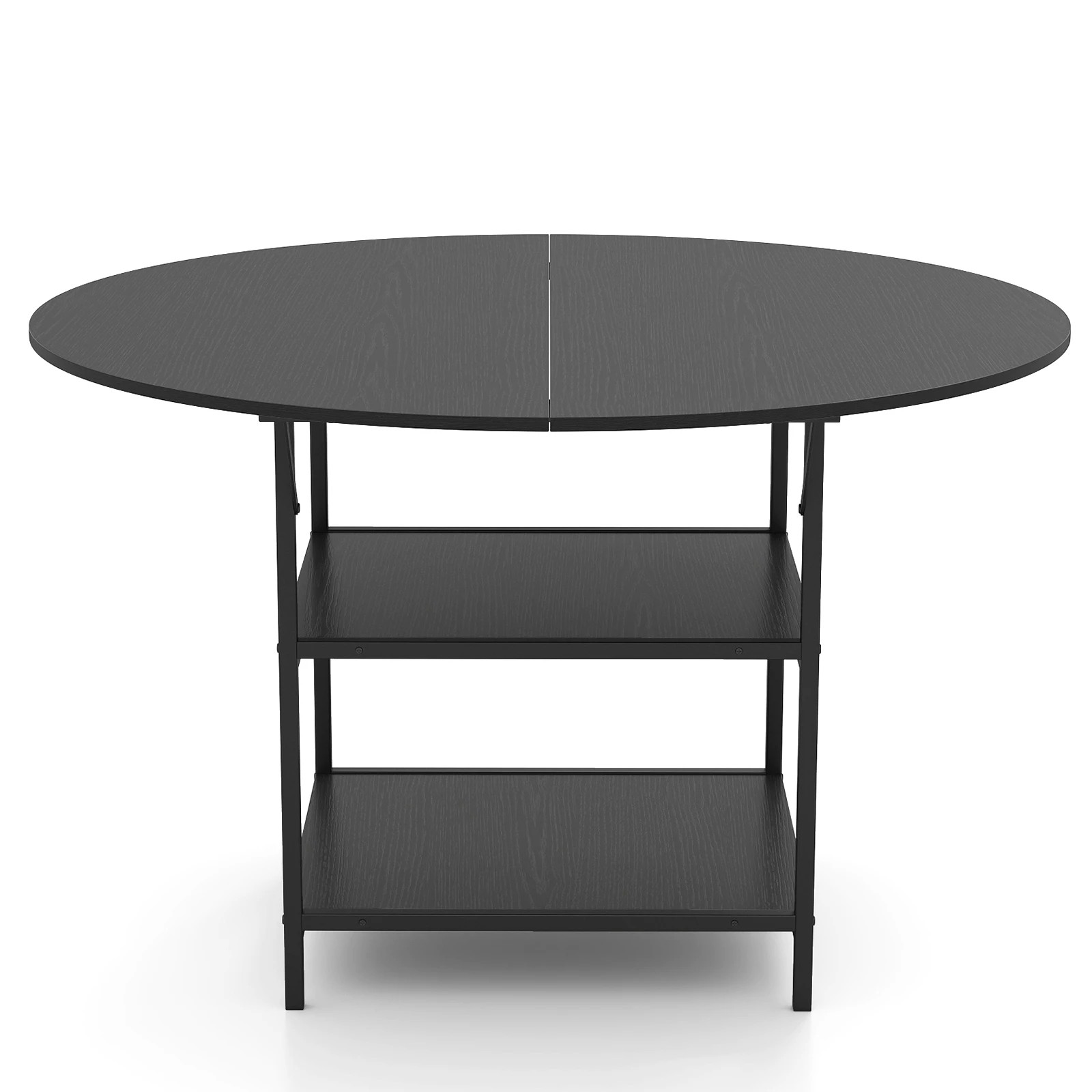 1 Costway Dining Table for 4-6 Kitchen Counter Height Table Round Farmhouse Dinner Table Metal Frame - Black, 1 of 4