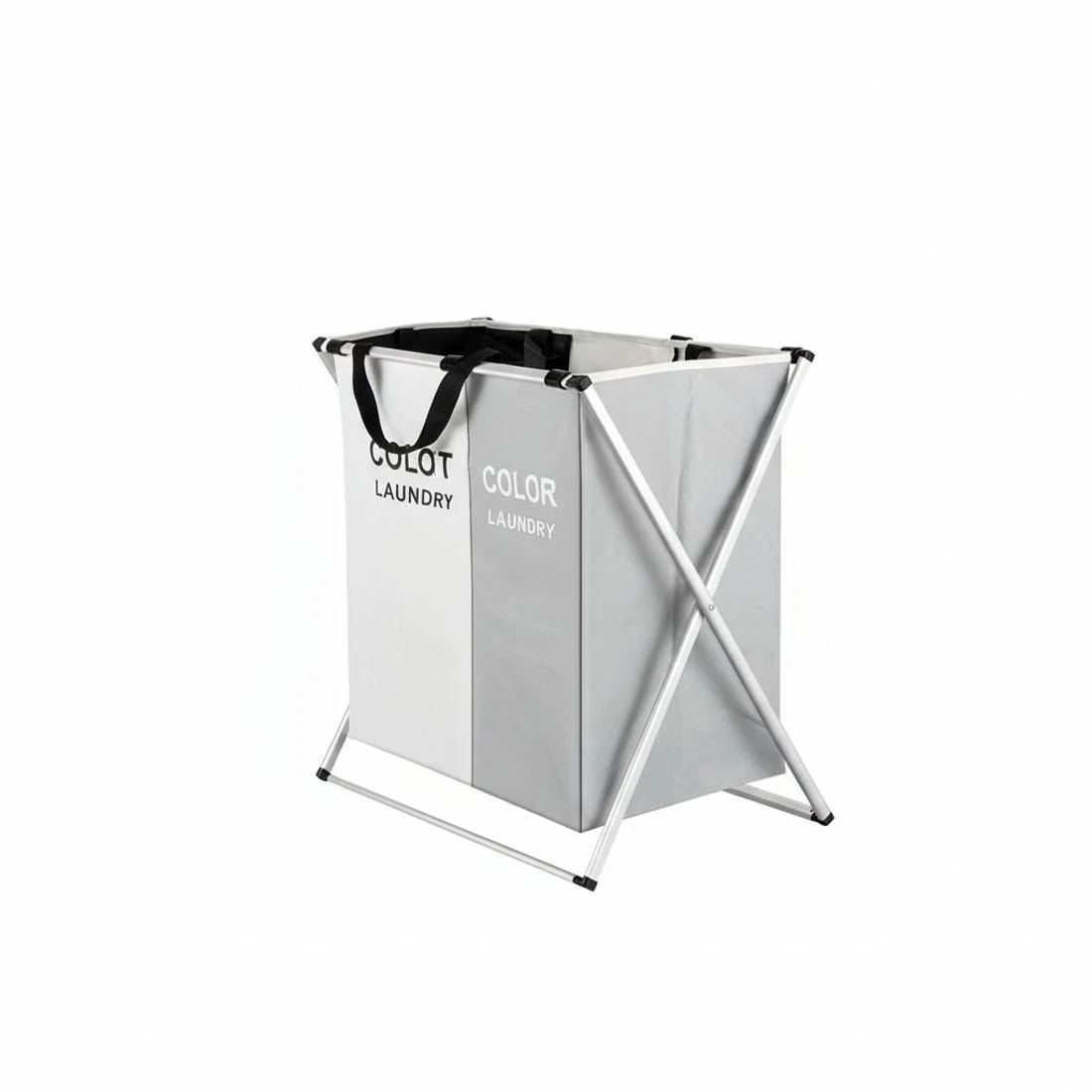 6 Artiss Laundry Basket Hamper Large Foldable Washing Clothes Storage 3 Sections - Multi, 6 of 6