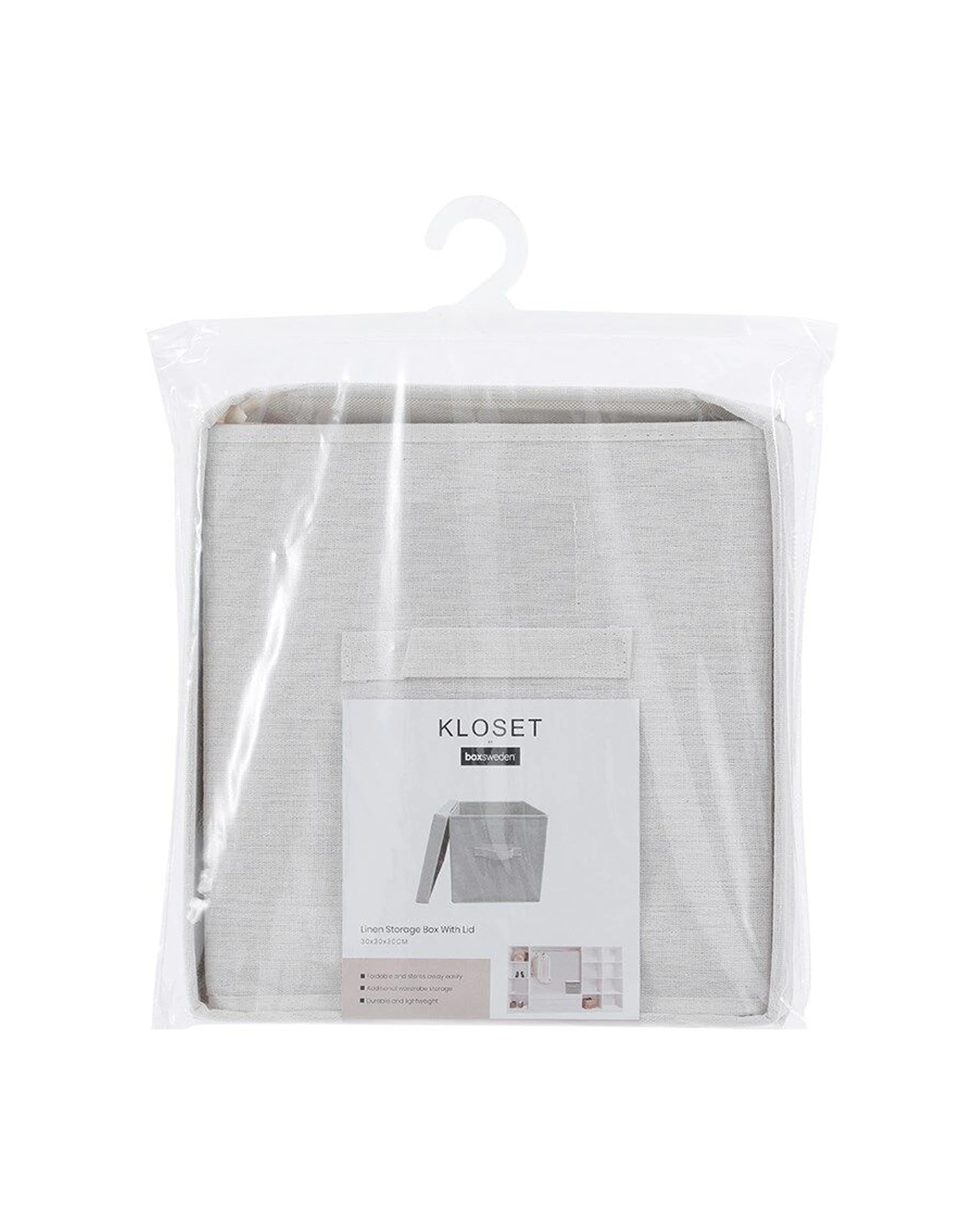 3 Boxsweden Kloset Linen Storage Box - Foldable Storage Cube - 30x30x30cm
 - white, 3 of 5