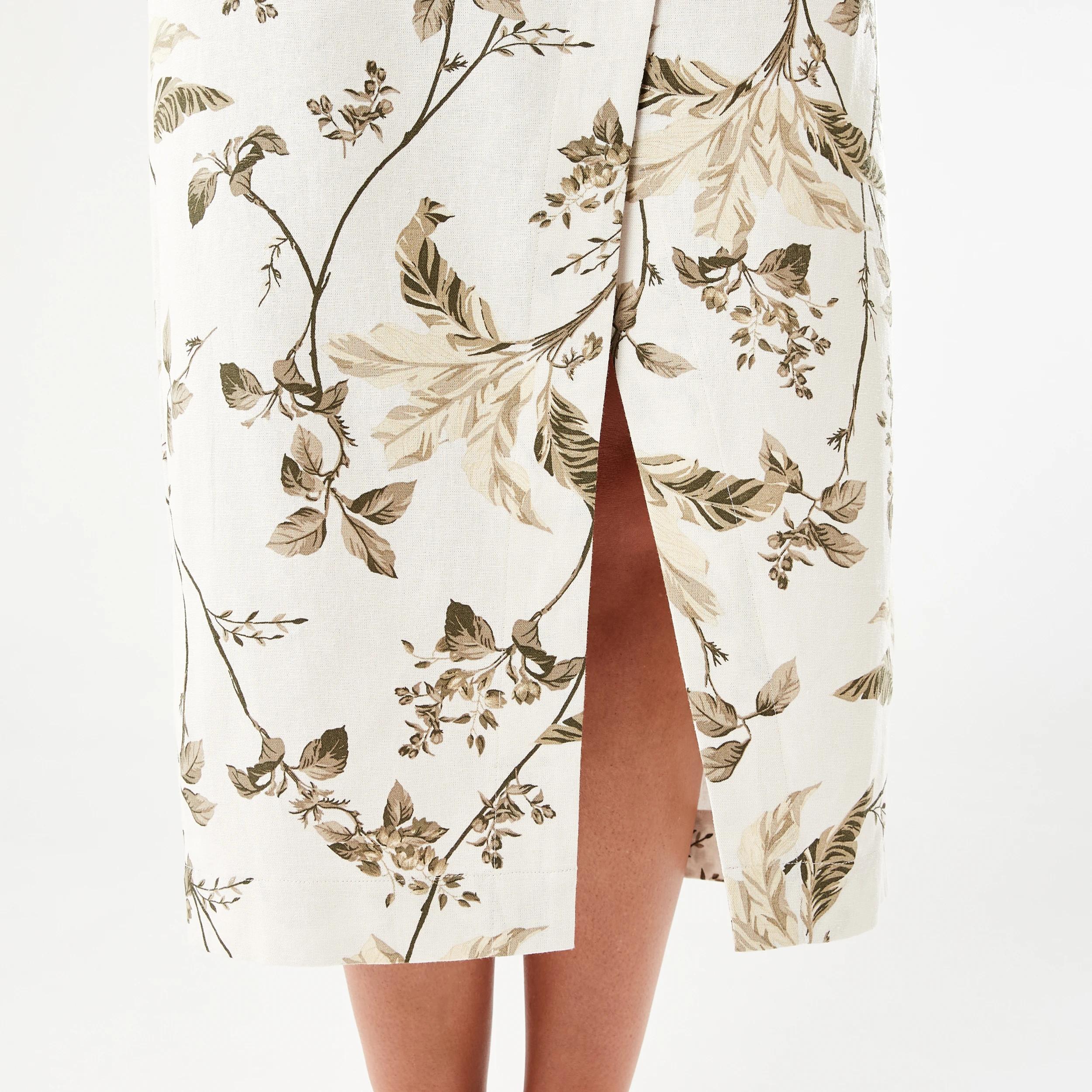 5 Button Asymmetrical Skirt TROPICAL BURNT OLIVE, 5 of 5