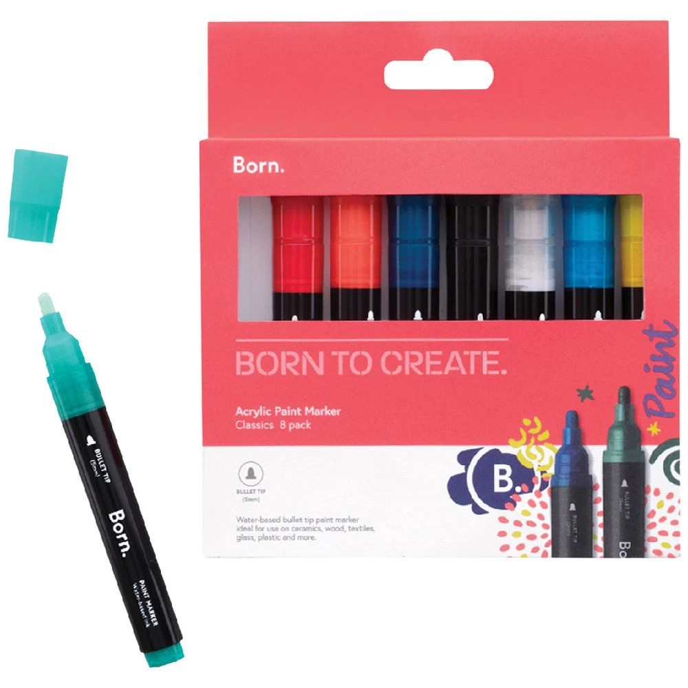 1 Born Acrylic Paint Marker 5mm Classics 8 Pack, 1 of 4