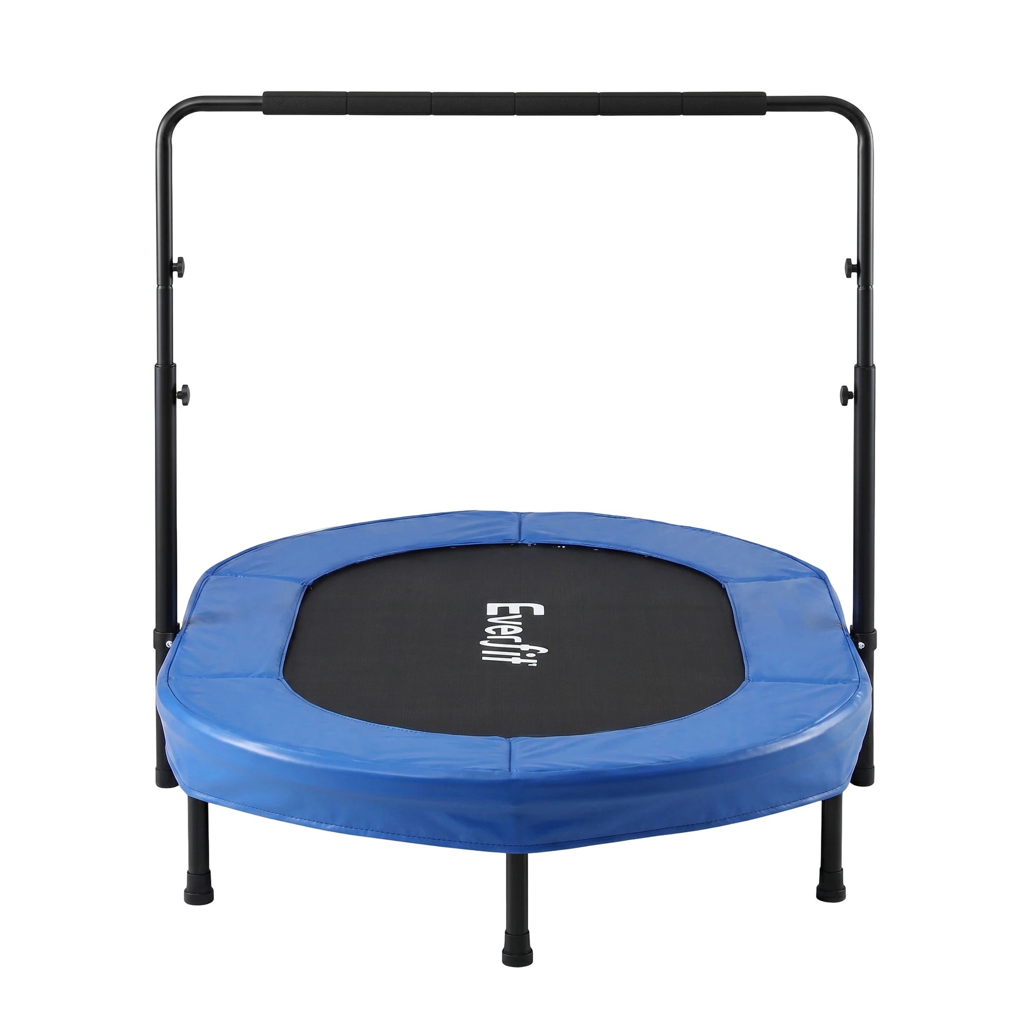 4 Everfit 56-Inch Foldable Fitness Trampoline Indoor Rebounder Double Mini Trampoline Adjustable Handrail 150KG - Blue, 4 of 7