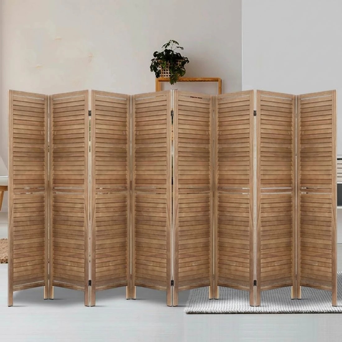 7 Artiss 8 Panel Room Divider Screen 326x170cm Louver Oak - Brown, 7 of 8