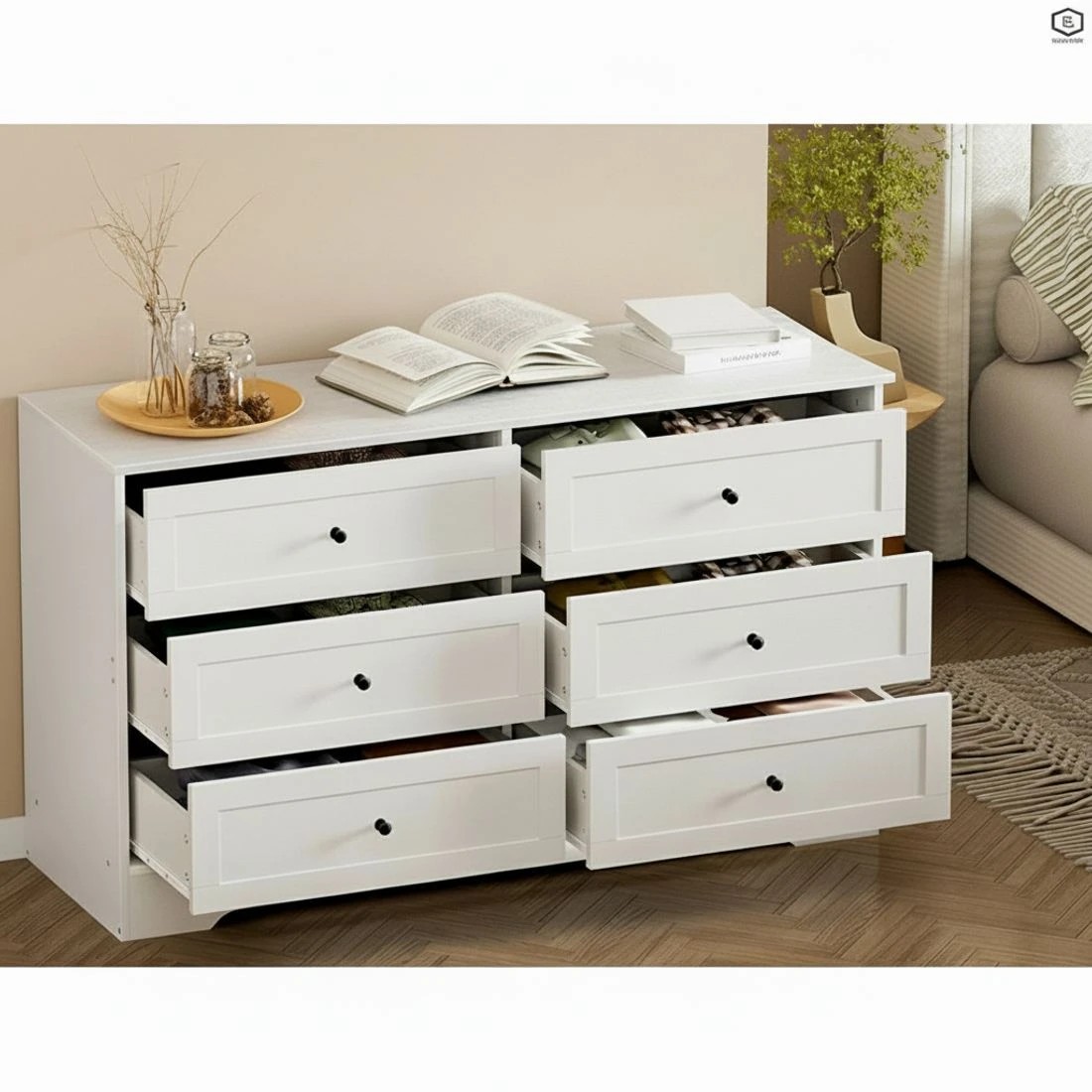 7 Artiss 6 Chest of Drawers Tallboy Cabinet - LEIF - White, 7 of 8