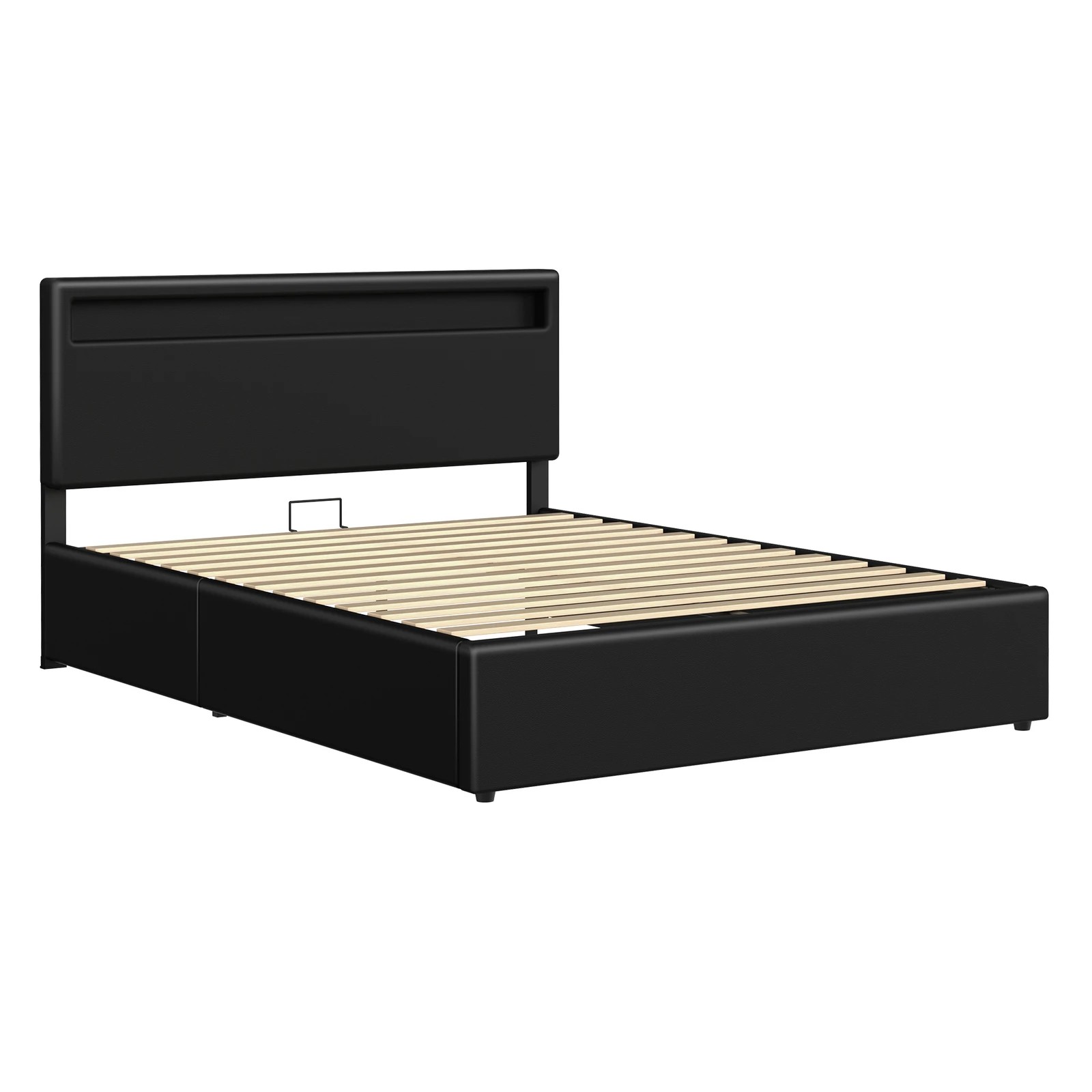 10 Alfordson Bed Frame King Size RGB LED Gas Lift Storage Base Luchino - Black, 10 of 10