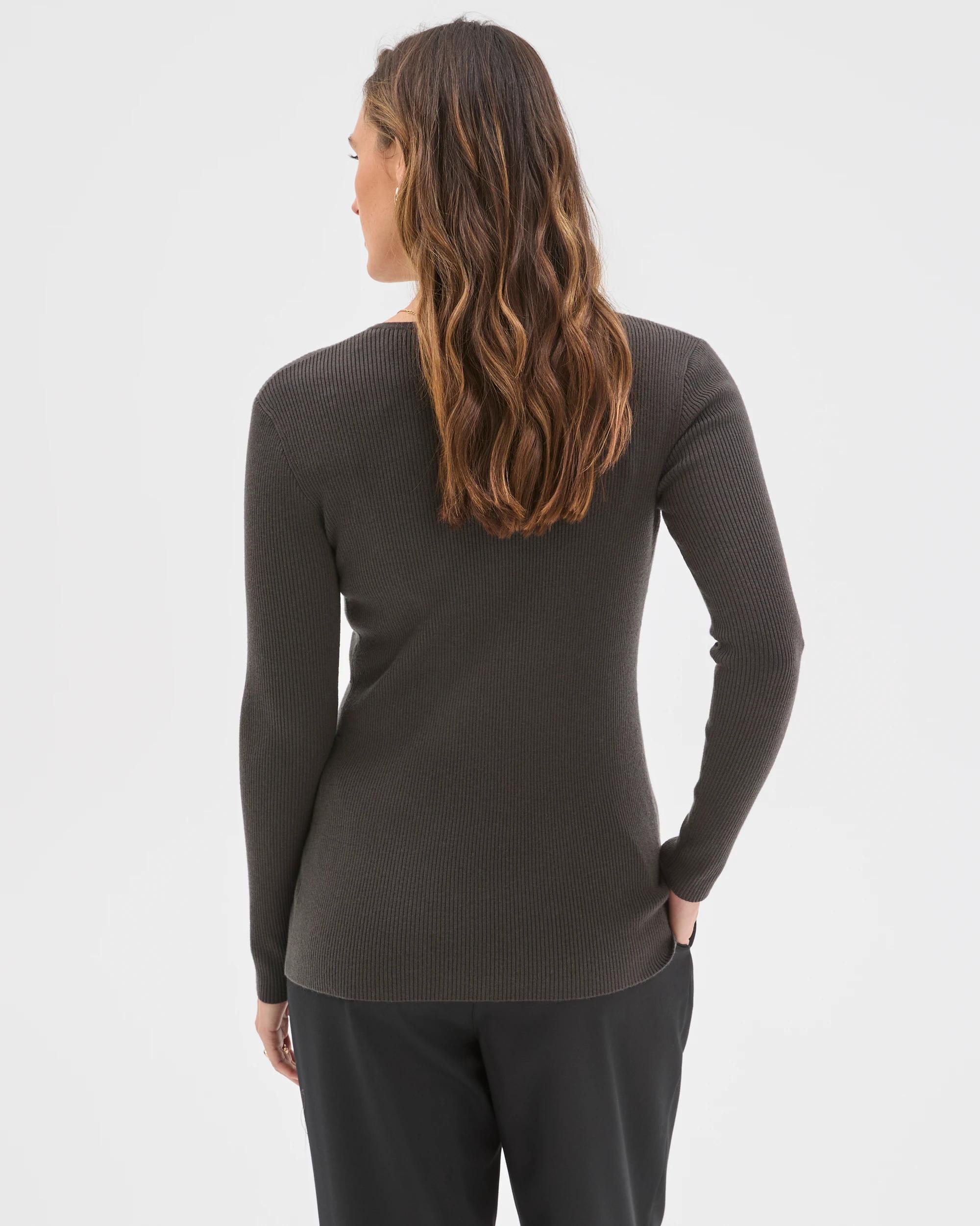 7 Preview Long Sleeve Button Detail Knit Top CINDER, 7 of 7