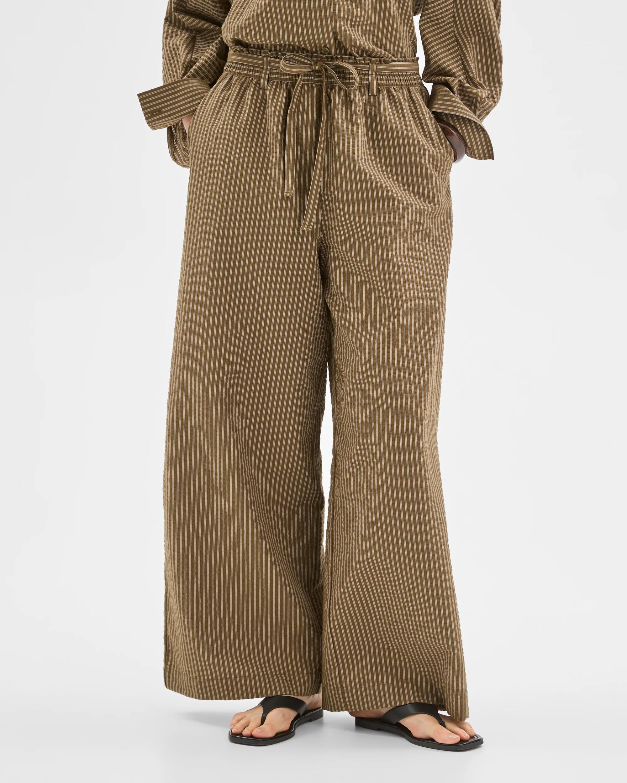4 Lily Loves Australian Cotton Blend Wide Leg Pants DEEP MOSS STRIPE, 4 of 7