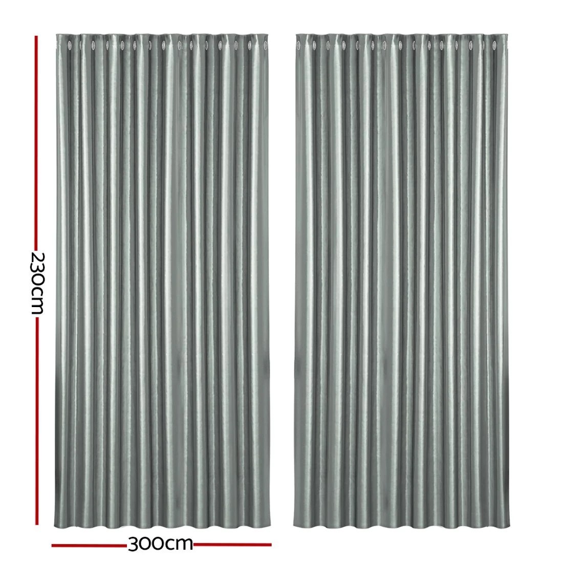 3 Artiss 2X Blockout Curtains Eyelet 300x230cm Shine - Grey, 3 of 6