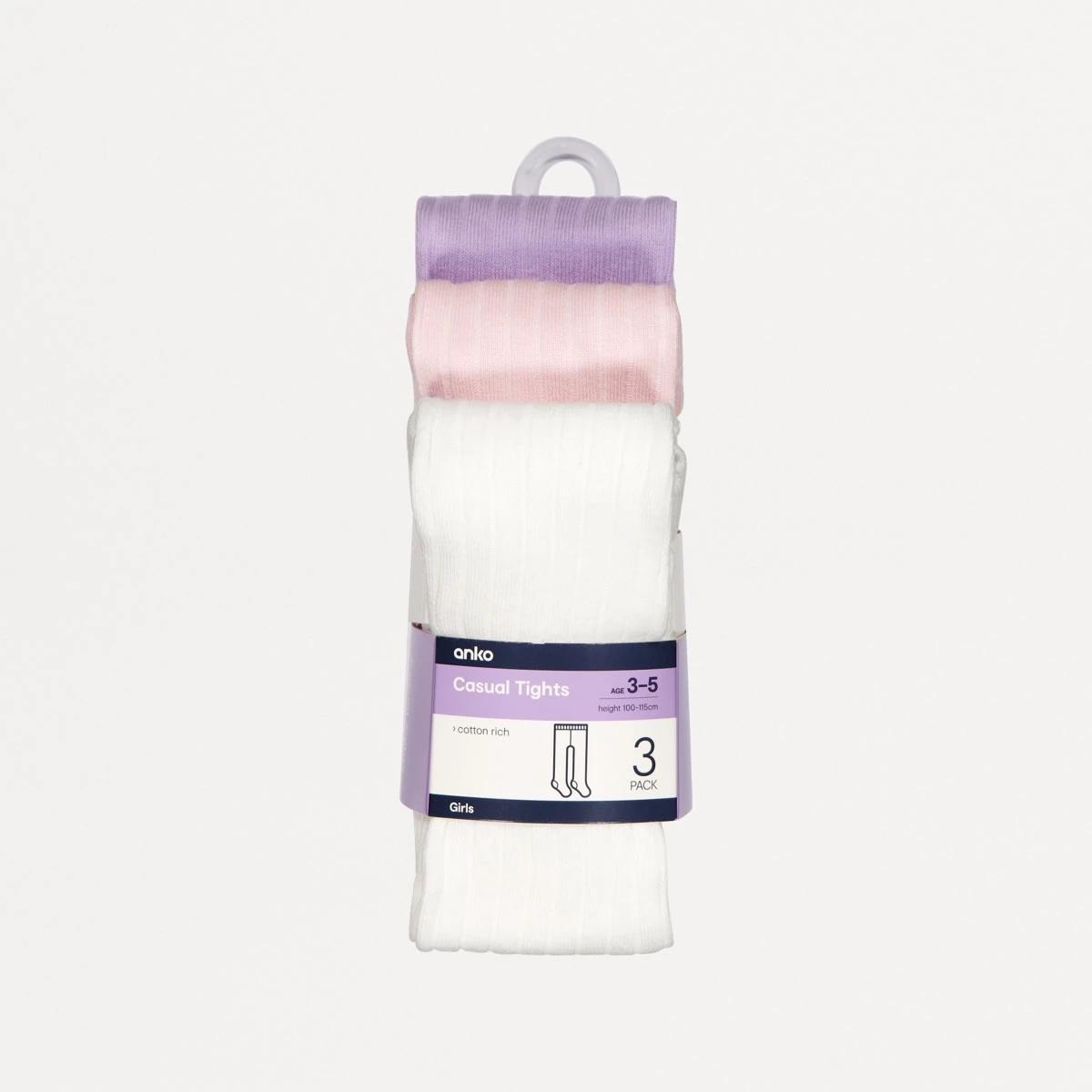 3 3 Pack Casual Tights Pnk Multi, 3 of 3