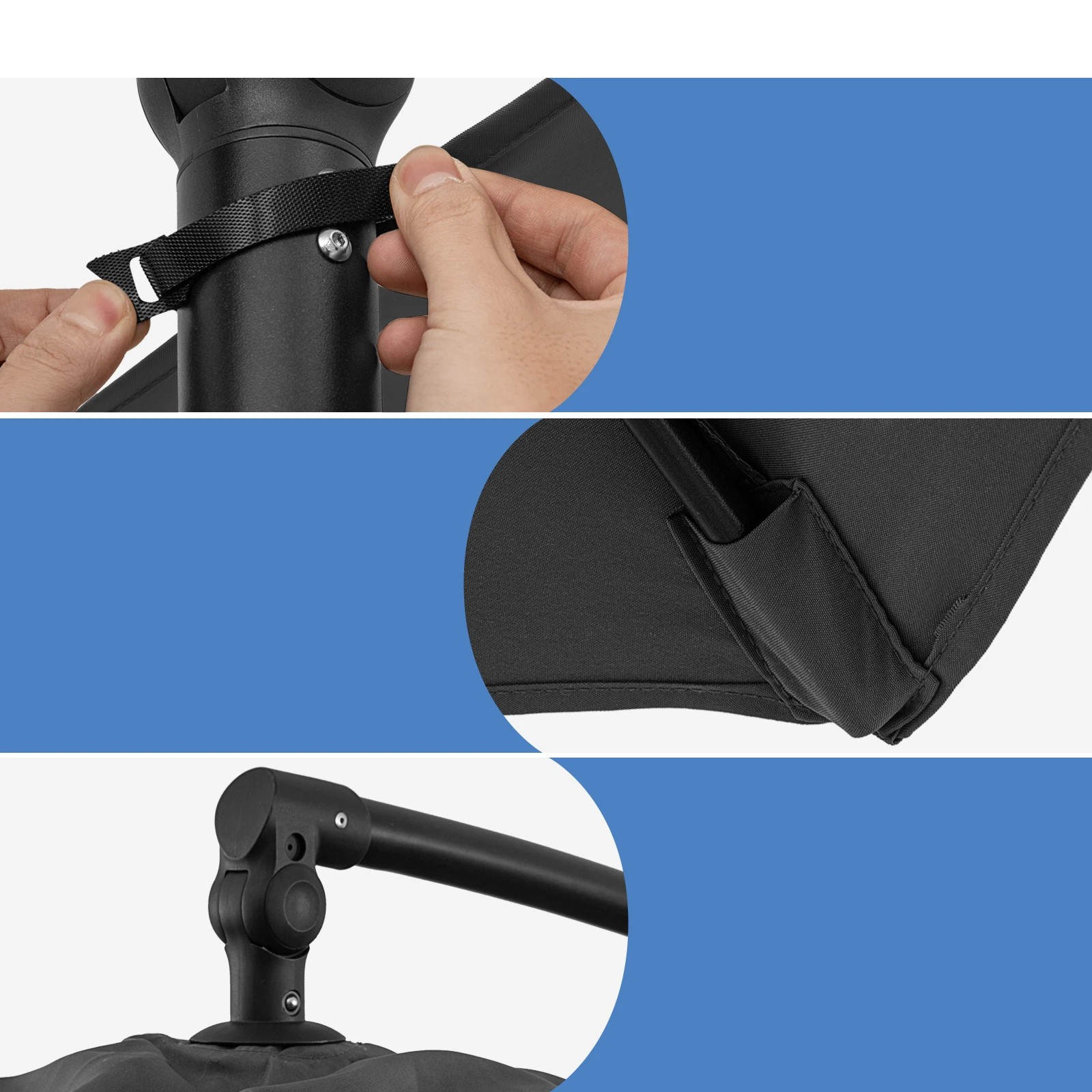 3 Costway 3M Outdoor Offset Umbrella Cantilever w/Base, 3 of 6