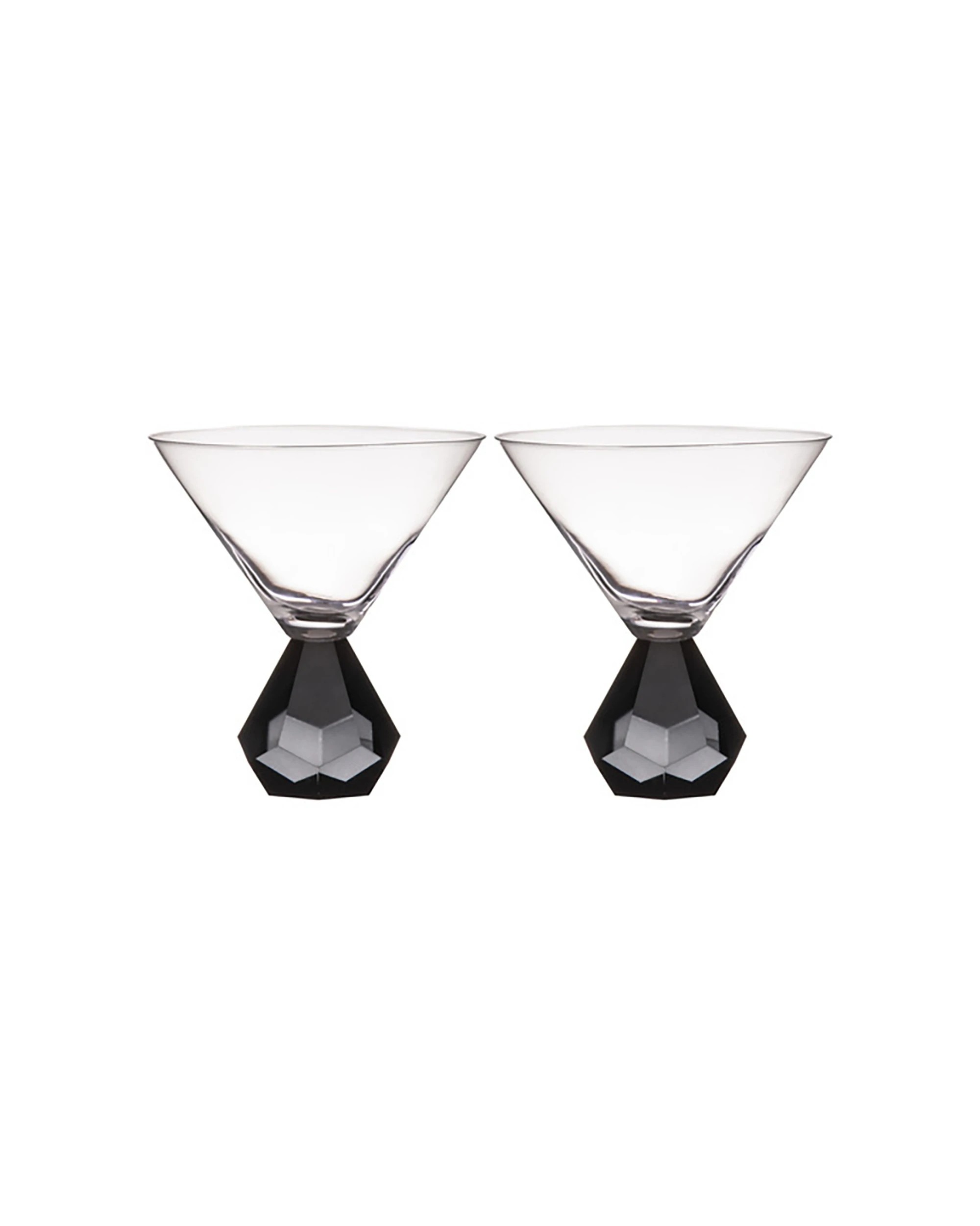 1 Ladelle 2PK Zhara Martini Glass Cocktail Set 200ml Onyx - Black, 1 of 1