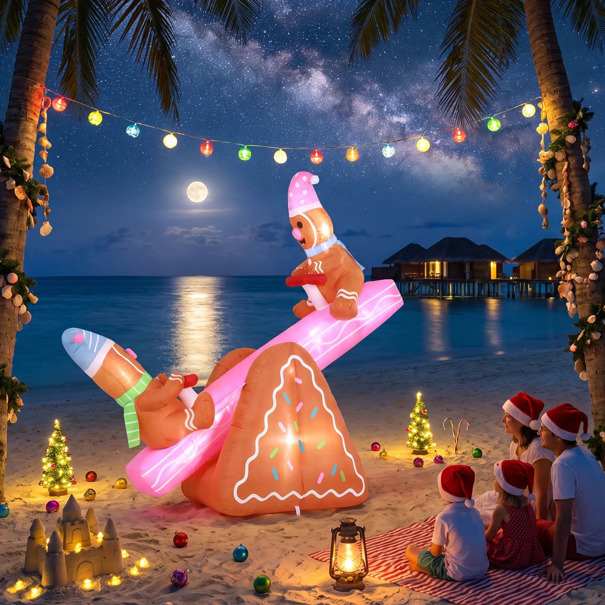 9 Jingle Jollys Christmas Inflatable Seesaw 1.8M Height LED Outdoor Decorations Illuminated - Multi, 9 of 9