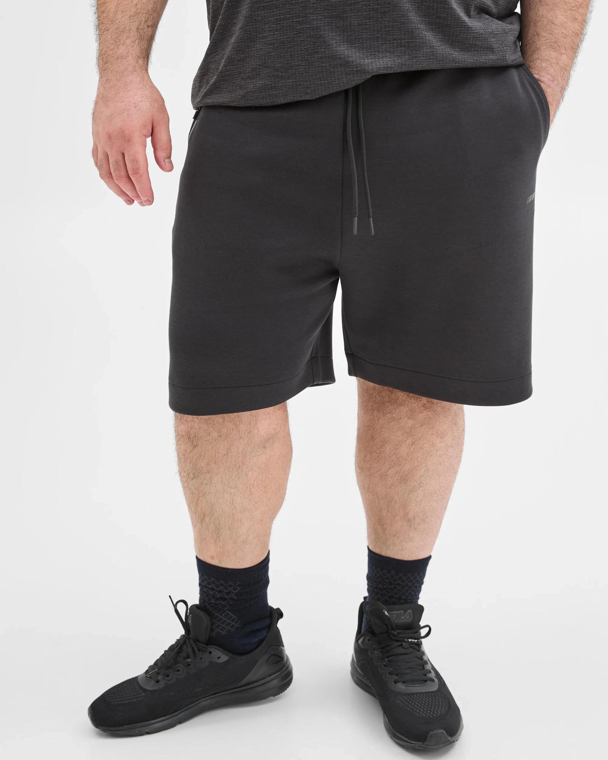 3 Target Plus Size Australian Cotton Blend Tech Fleece Shorts BLACK, 3 of 6