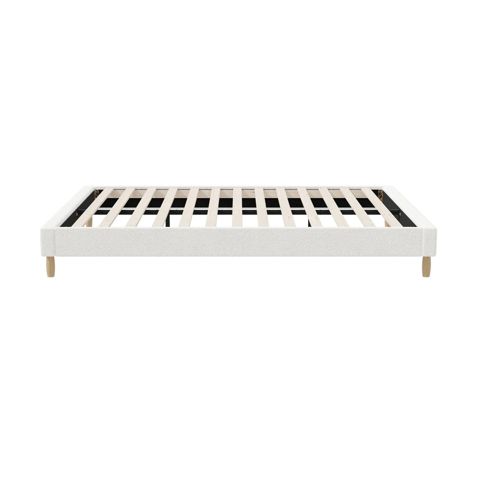 7 Oikiture Double Bed Base Boucle Bed Frame
 - White, 7 of 10