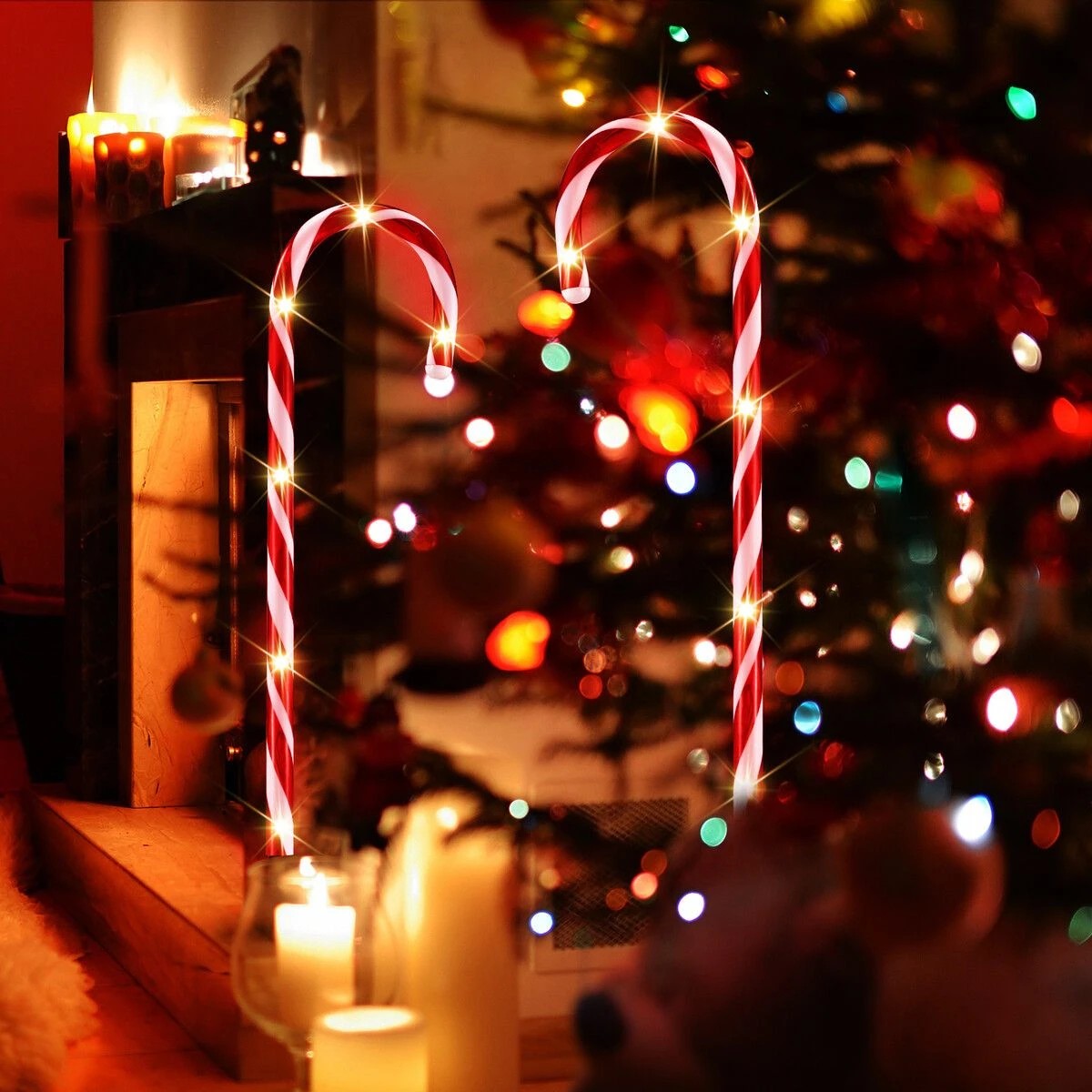 4 AUSWAY Christmas Solar Light LED Candy Cane, 4 of 4