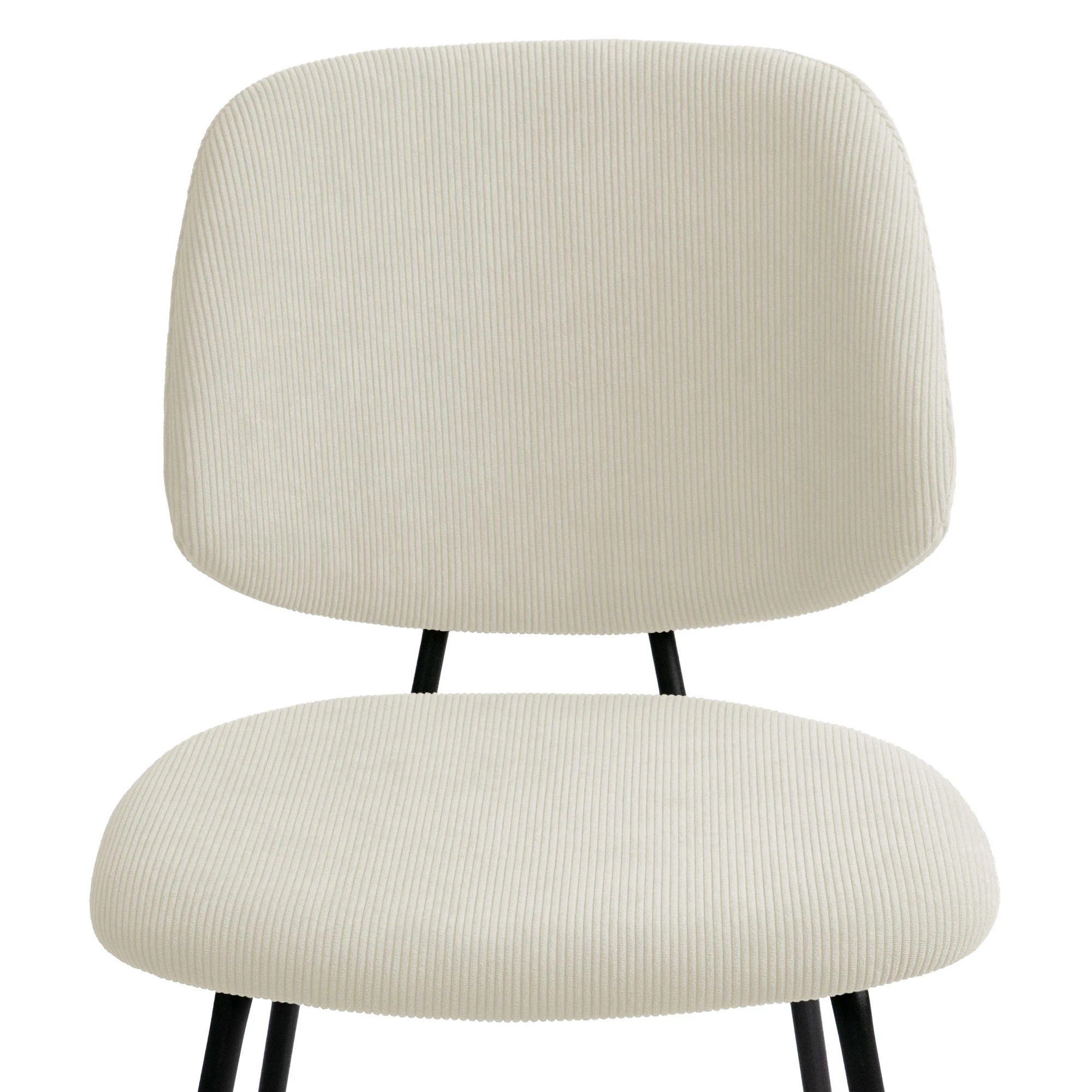 4 Levede 4x Dining Chairs Vintage Retro Soft Corduroy Kitchen Padded Seat - White - White, 4 of 9