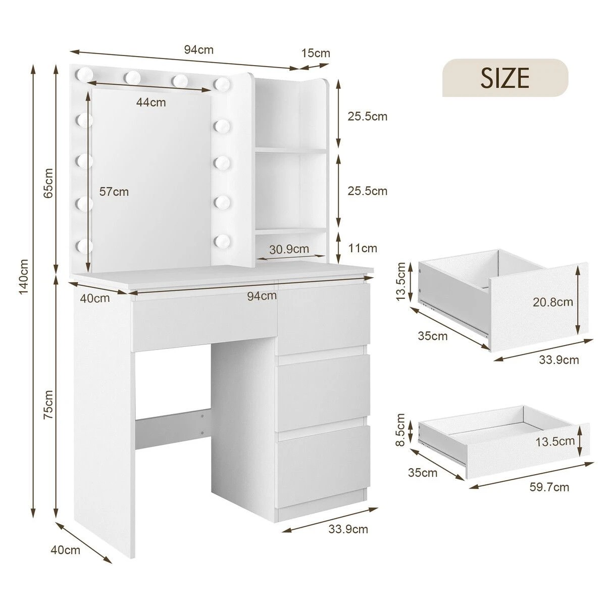 4 Maxkon Dressing Table Lighting Vanity Mirror Dresser, 4 of 6