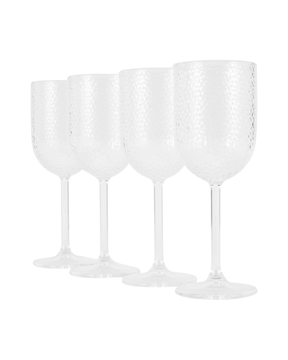 4 Clear Acrylic Hammered Wine Glasses