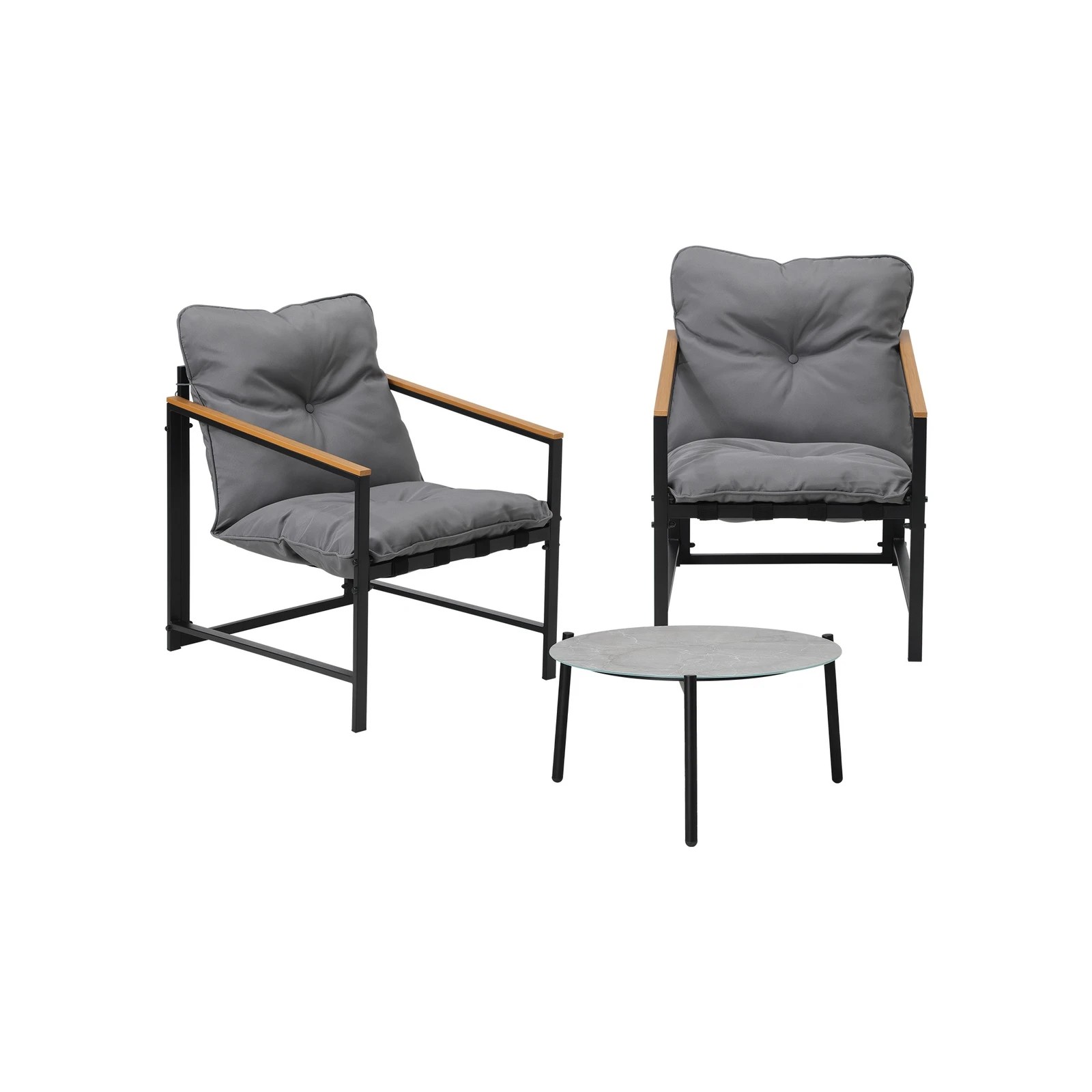 4 Livsip 3pc Outdoor Patio Furniture Set Bistro Set 50cm Round Marble Table
 - Multi, 4 of 10