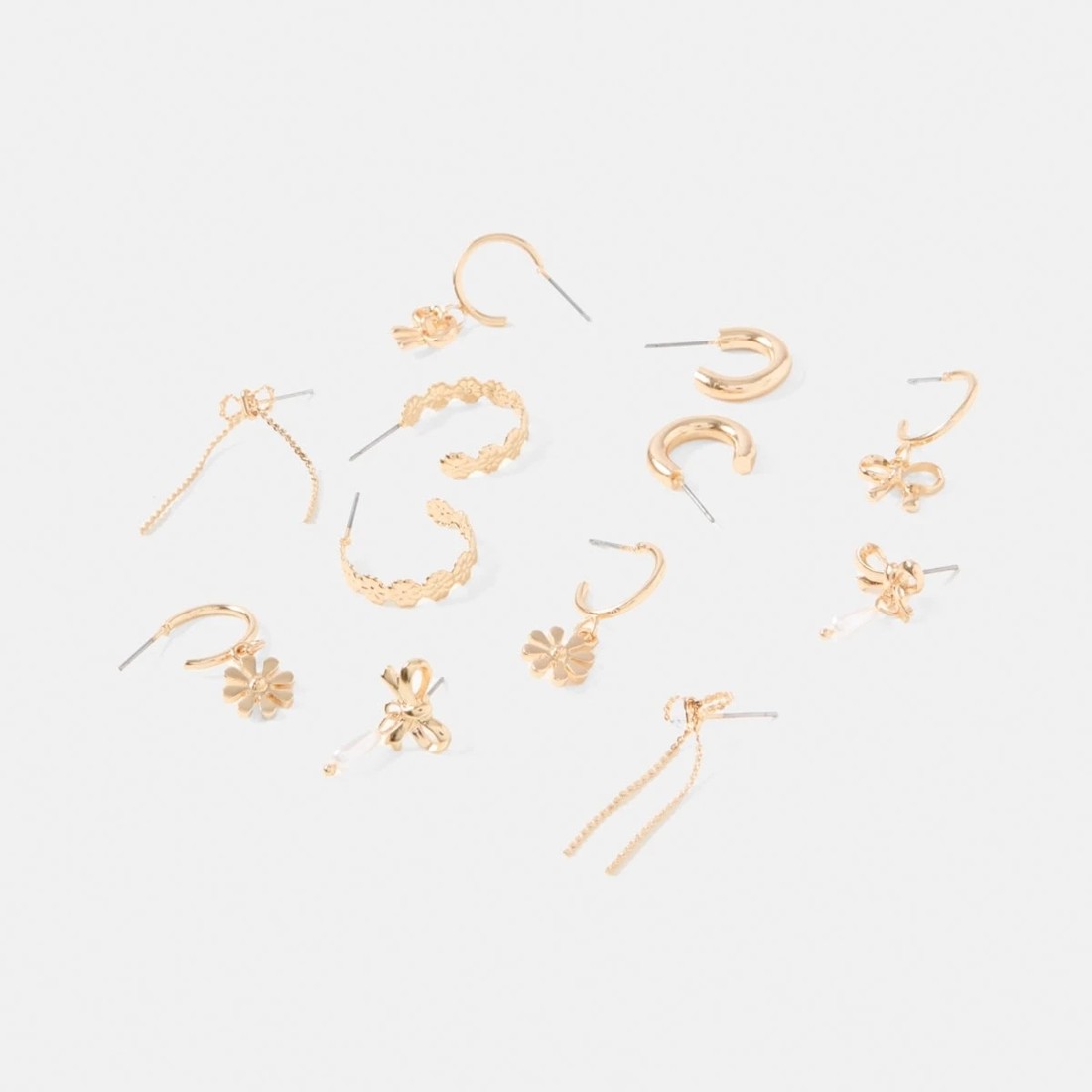 2 6 Pack Bow, Flower and Faux Pearl Earrings - Gold Tone, 2 of 5
