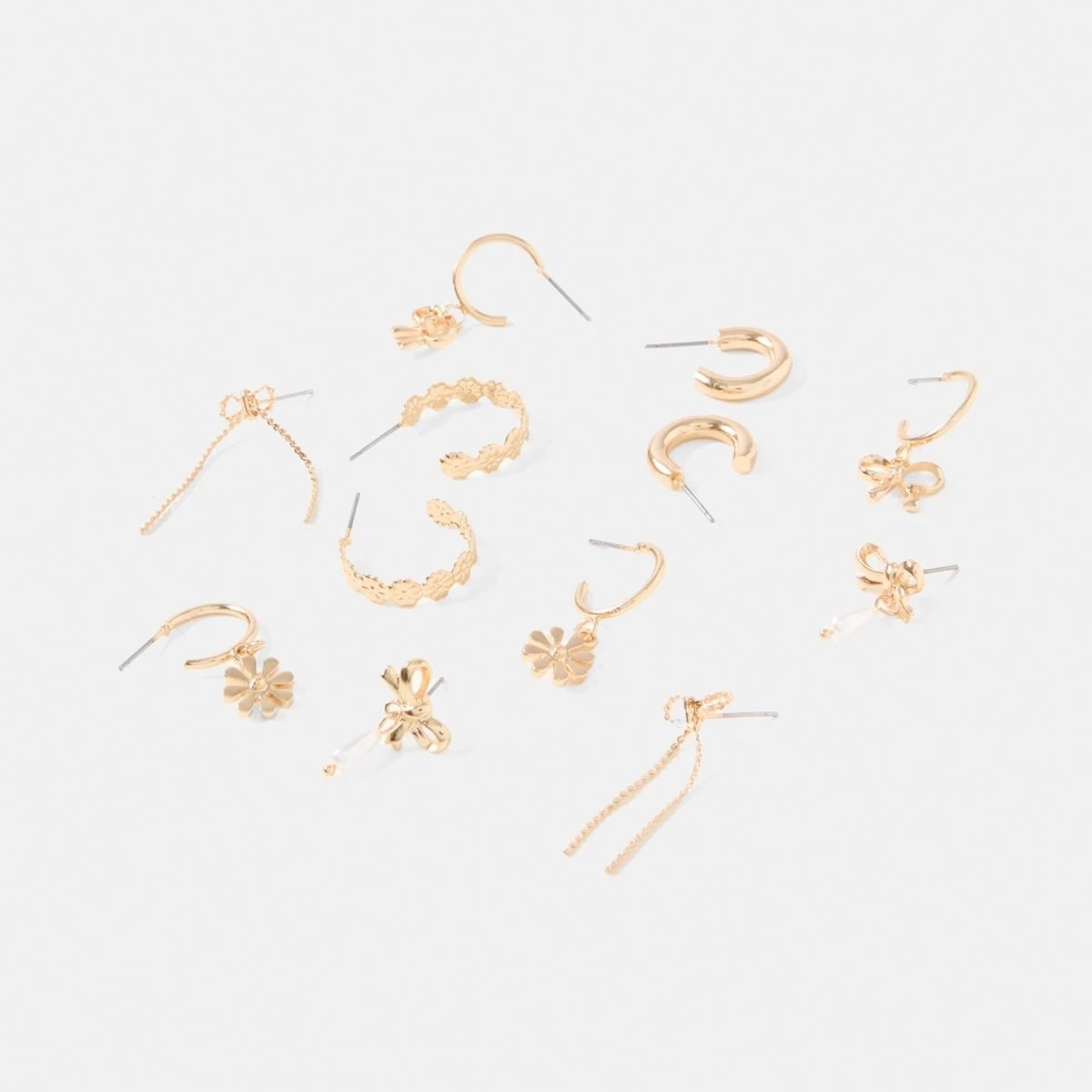 2 6 Pack Bow, Flower and Faux Pearl Earrings - Gold Tone, 2 of 5