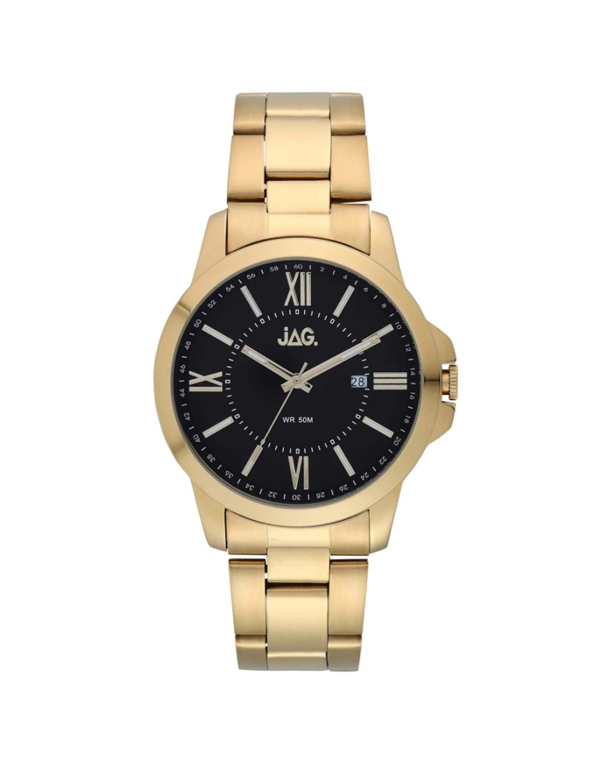 1 JAG Xavier Gold Stainless Steel Band 44mm Watch 5 ATM Water Resistant, 1 of 1