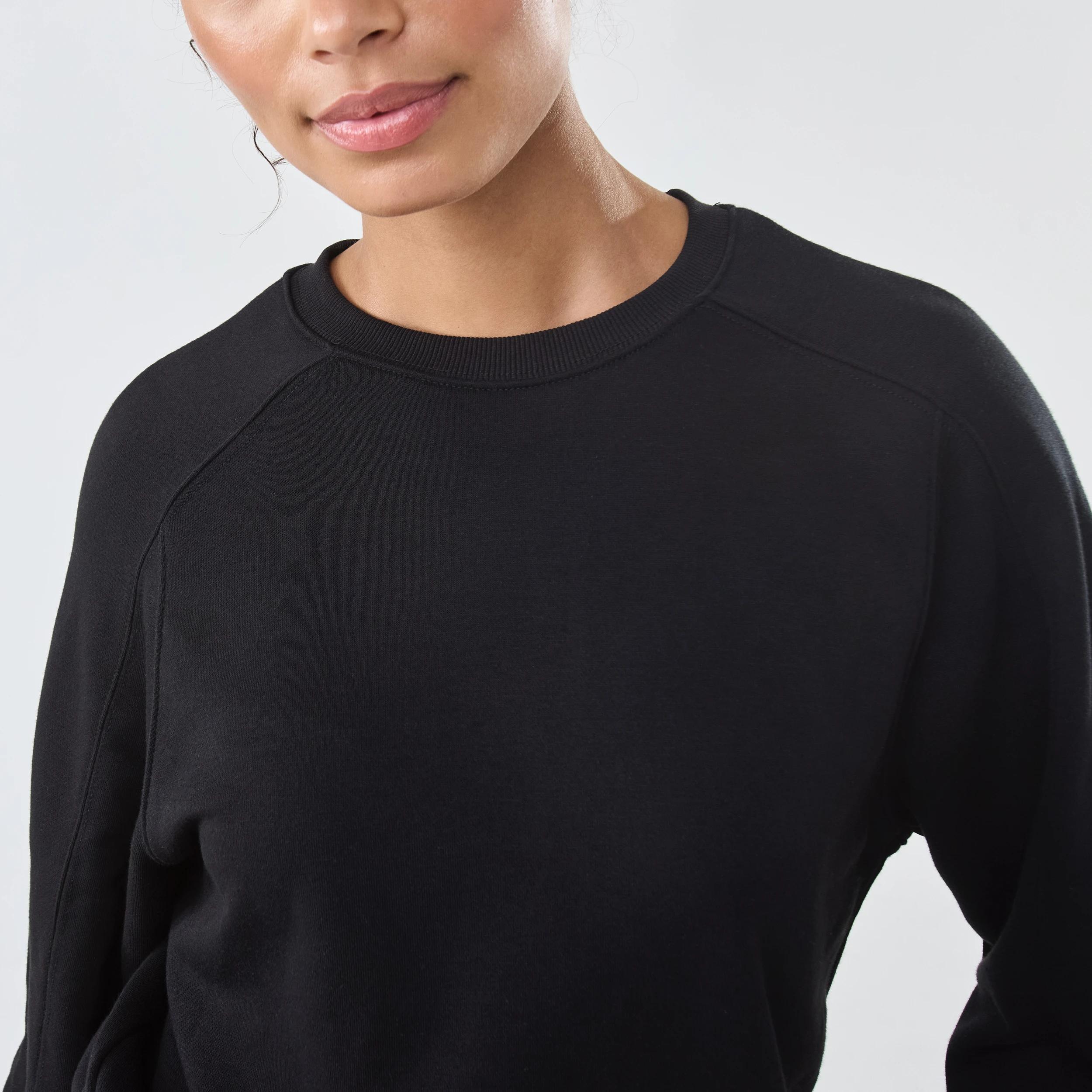 6 Active Womens Terry Sweater BLACK, 6 of 6