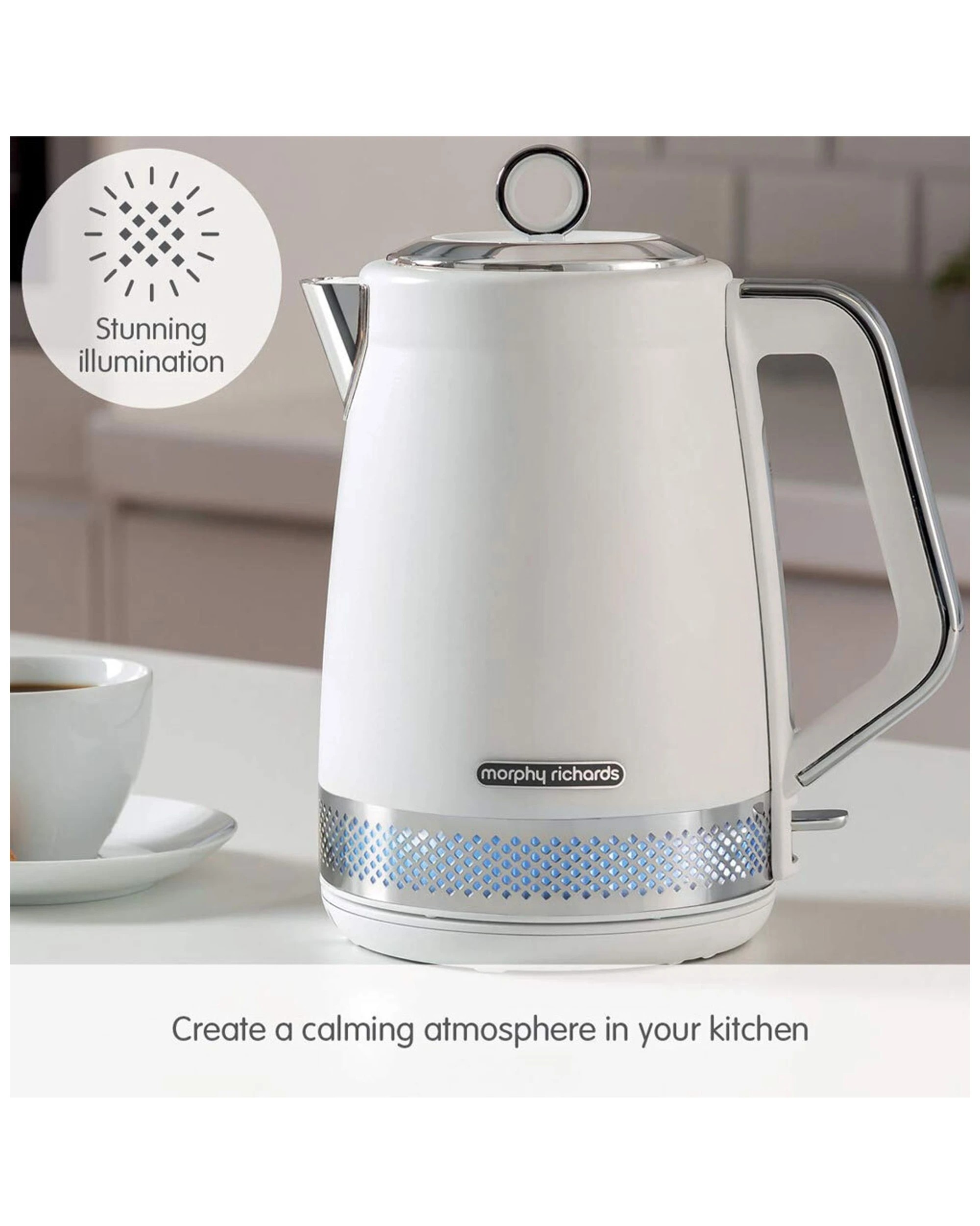 5 Morphy Richards Illumination 1.7 L Electric Kettle 2200w Water Boiling Jug - White, 5 of 10