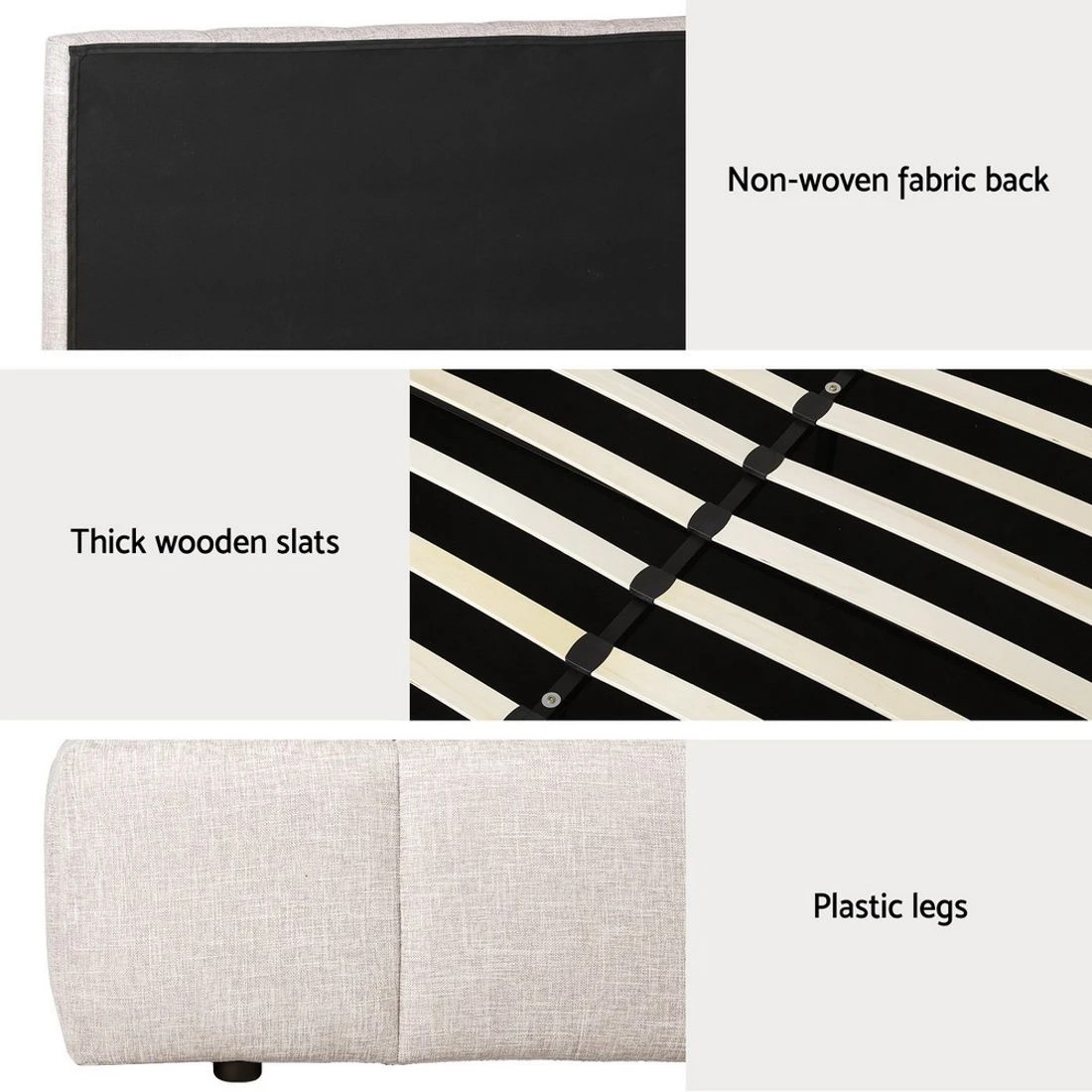 7 Artiss Bed Frame Queen Size  TETTE - Beige, 7 of 8