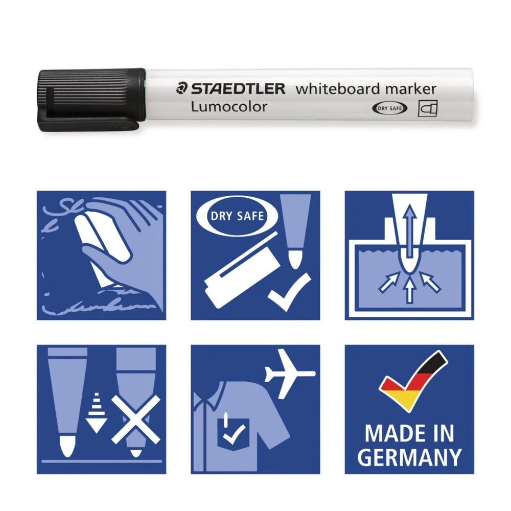 10 Staedtler Lumocolor Whiteboard Markers Bullet Black 10 Pack, 10 of 10